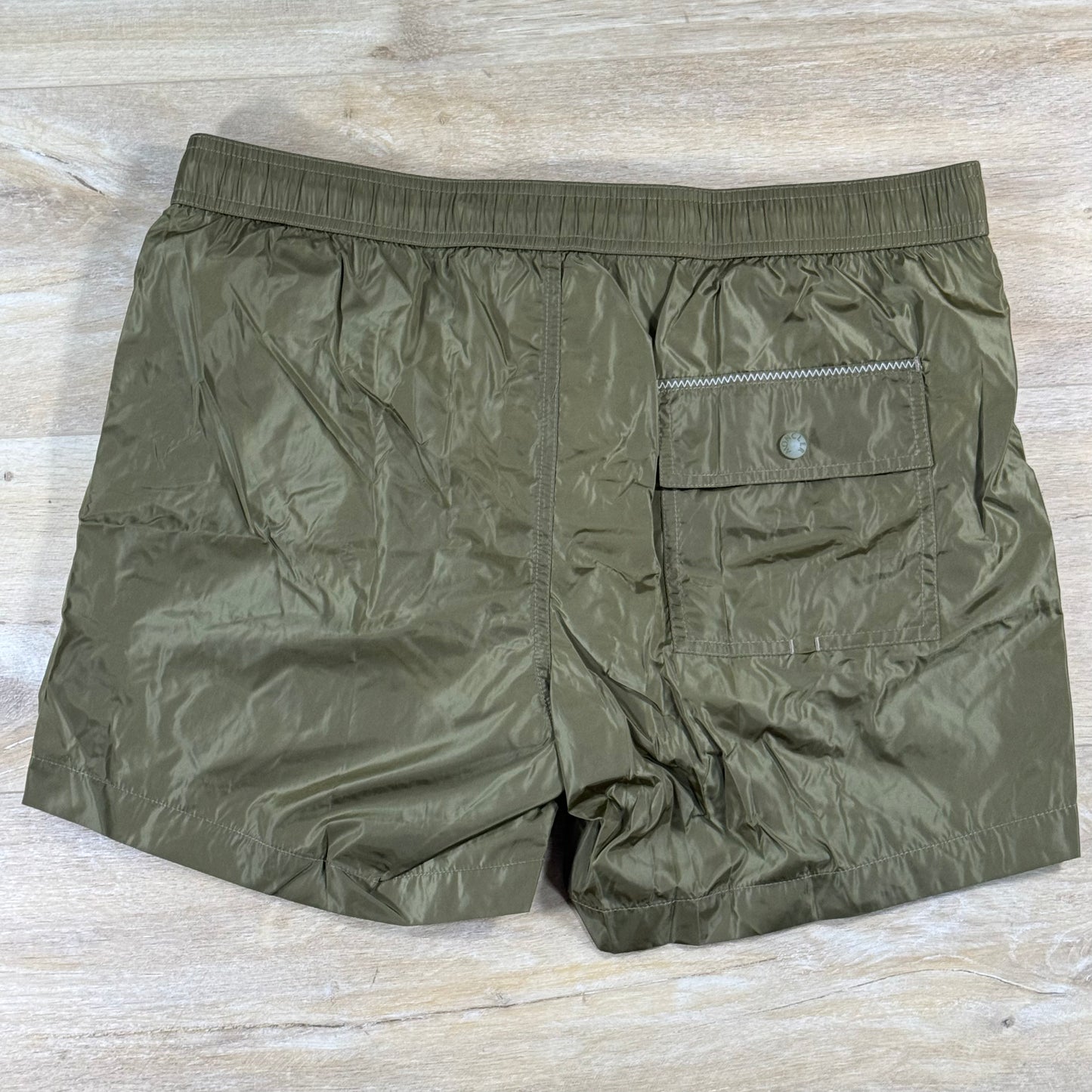 Moncler Logo Swim Shorts in Khaki
