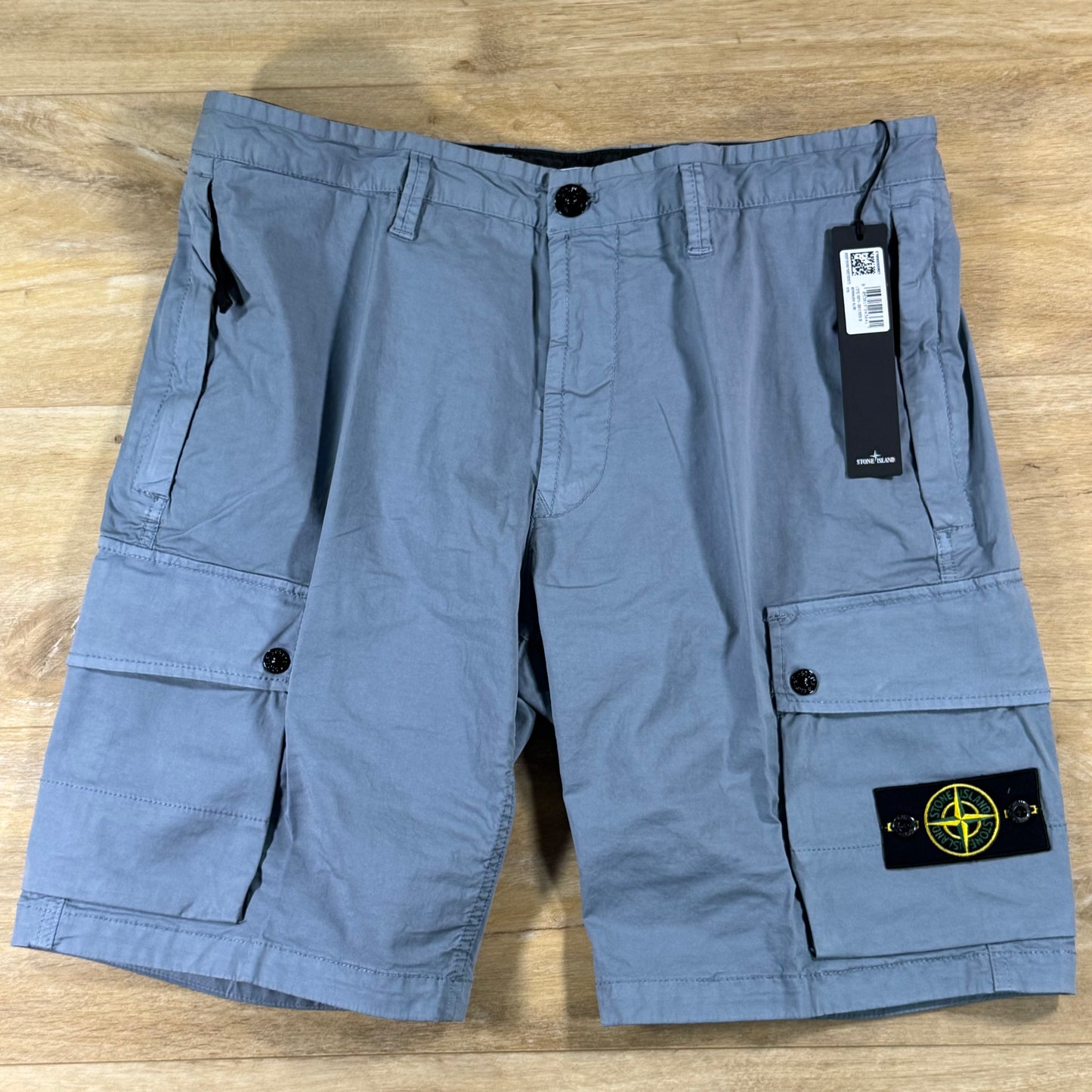Stone Island Stretch Twill Cargo Bermuda Shorts in Avio Blue