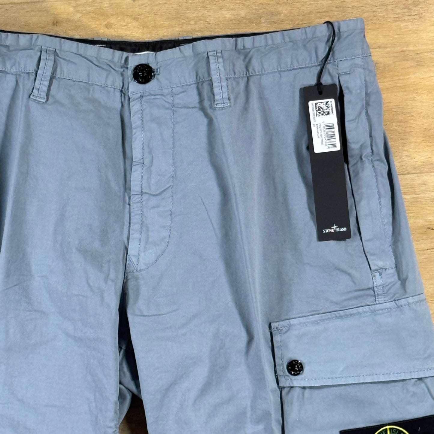 Stone Island Stretch Twill Cargo Bermuda Shorts in Avio Blue