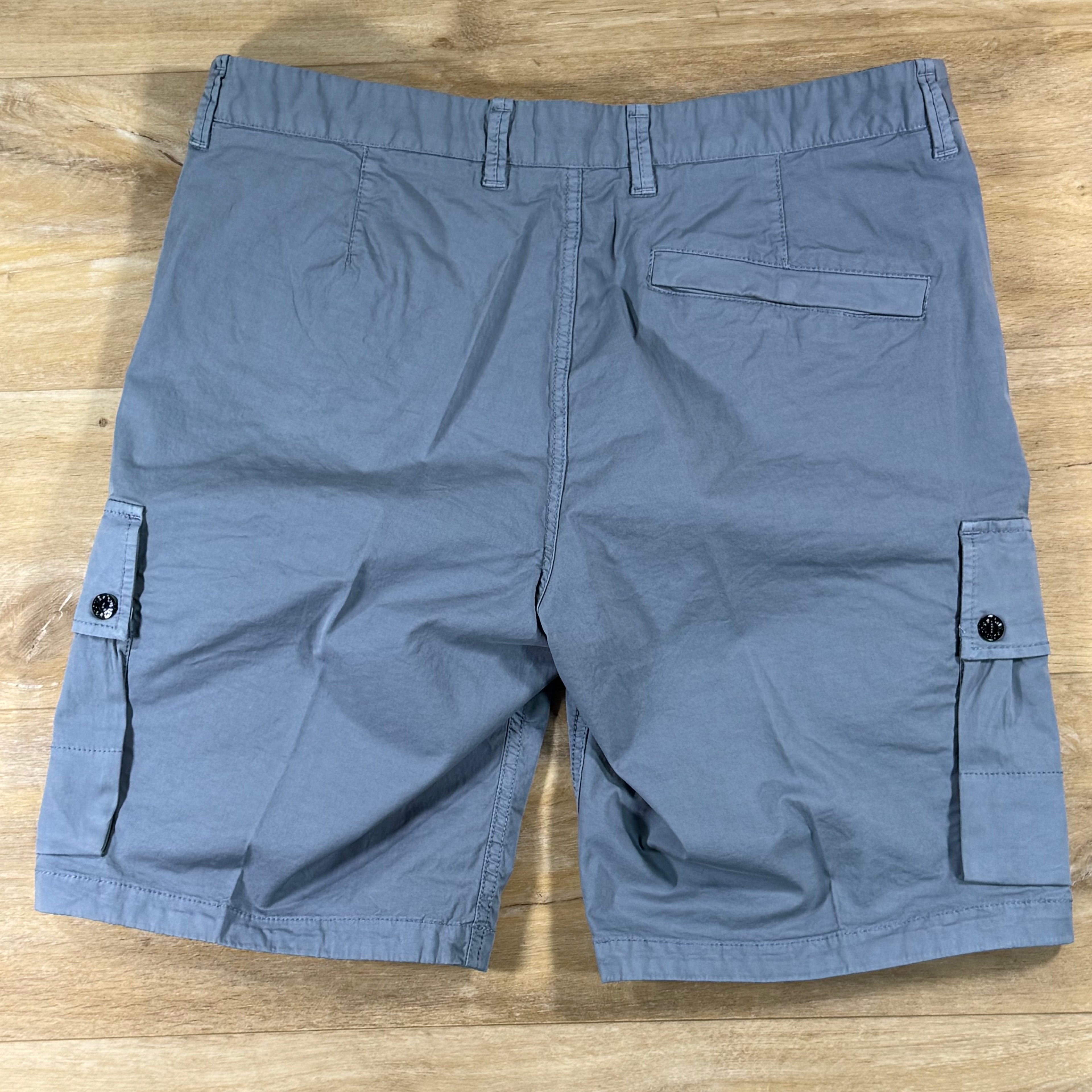 Stone Island Stretch Twill Cargo Bermuda Shorts in Avio Blue