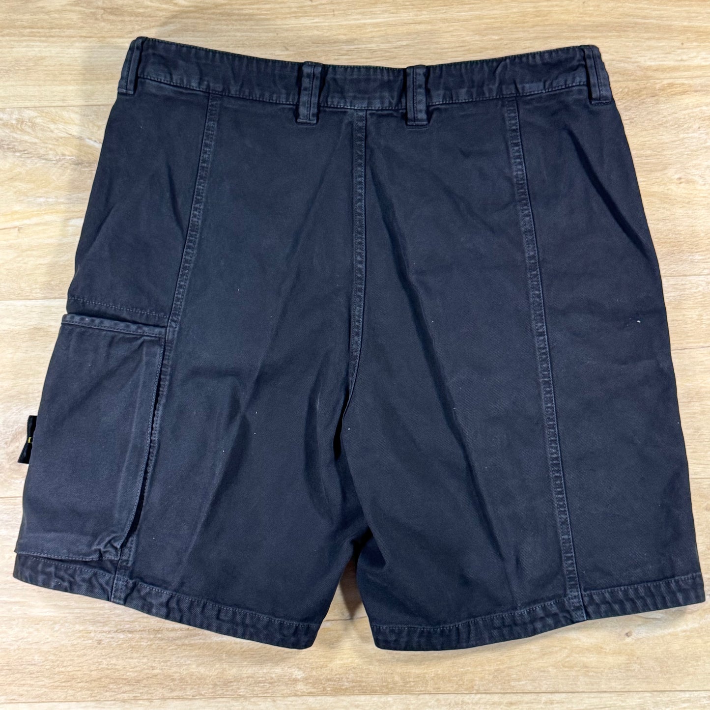Stone Island Panama Cotton Comfort Fit Cargo Shorts in Black