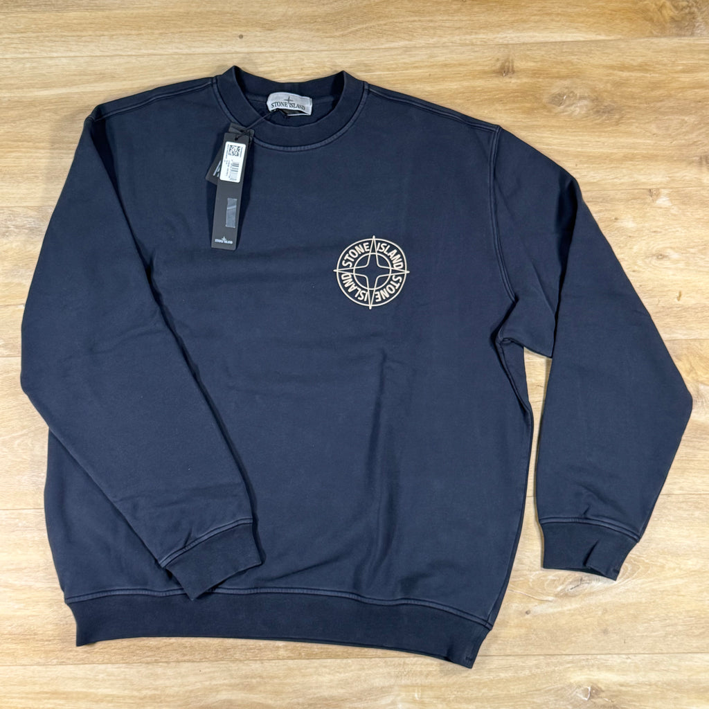 Stone Island Oversize-Fit 'Outline Compass' Crewneck Sweatshirt in Navy