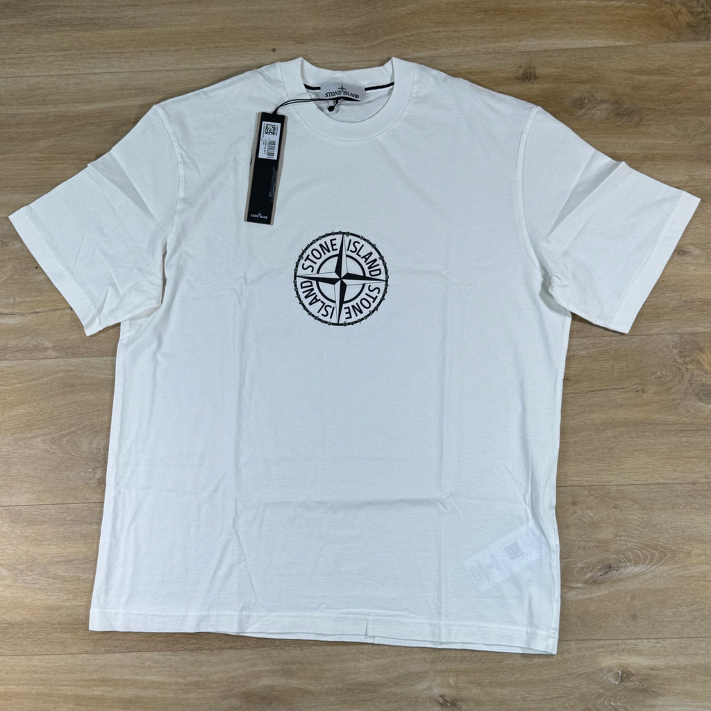Stone Island 'All Around Compass' Print T-Shirt in White