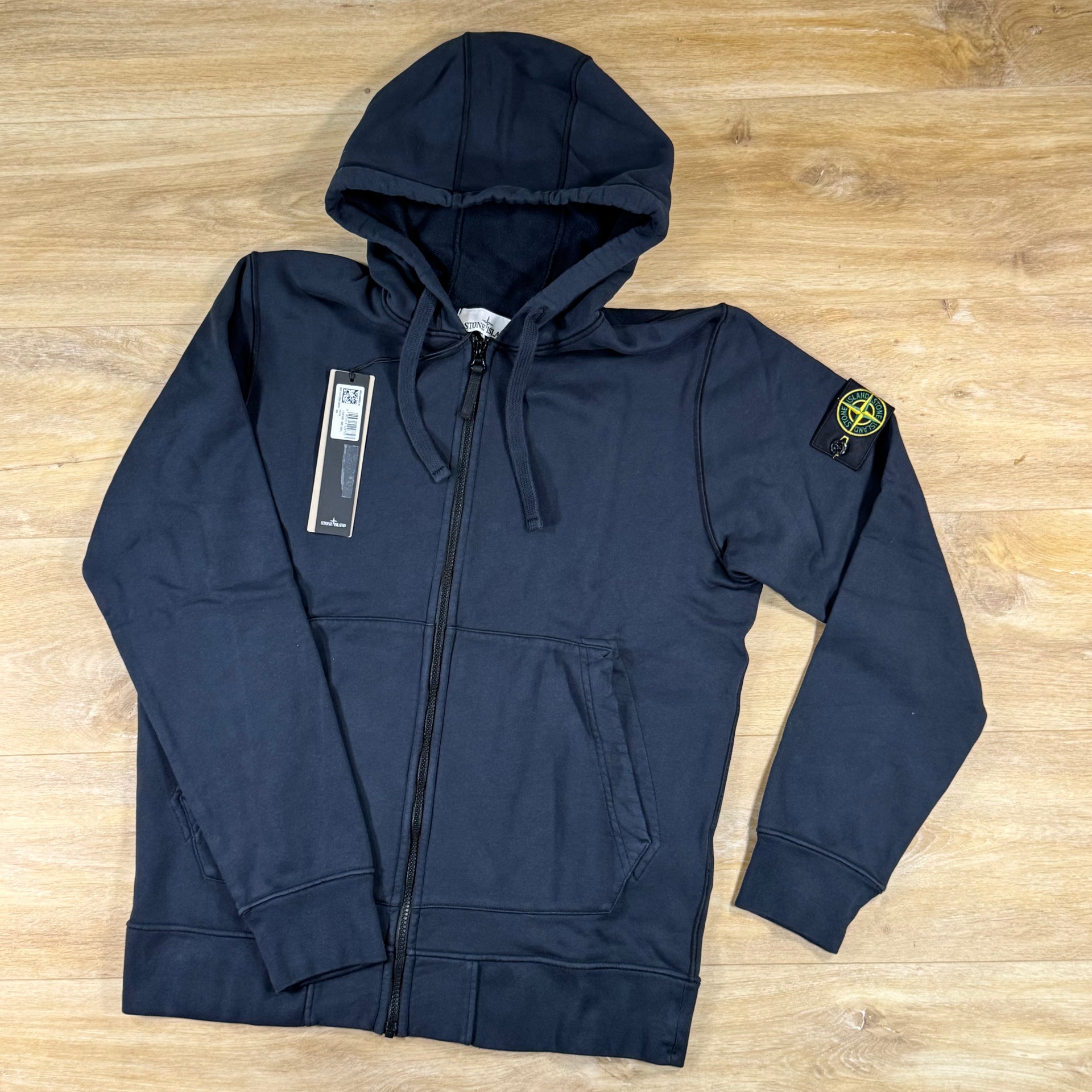 Stone Island Full-Zip Fleece Hoodie in Navy – Label Menswear
