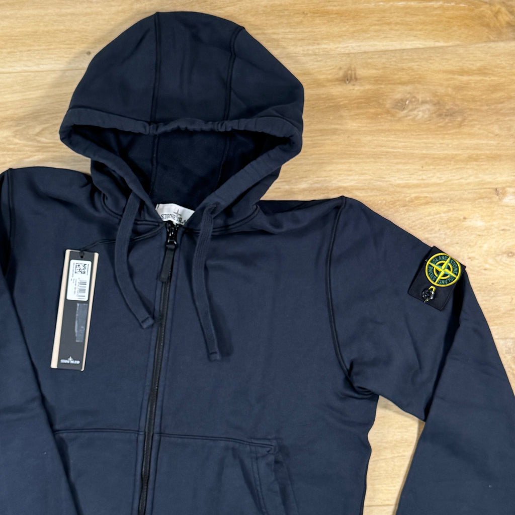 Stone Island Full-Zip Fleece Hoodie in Navy