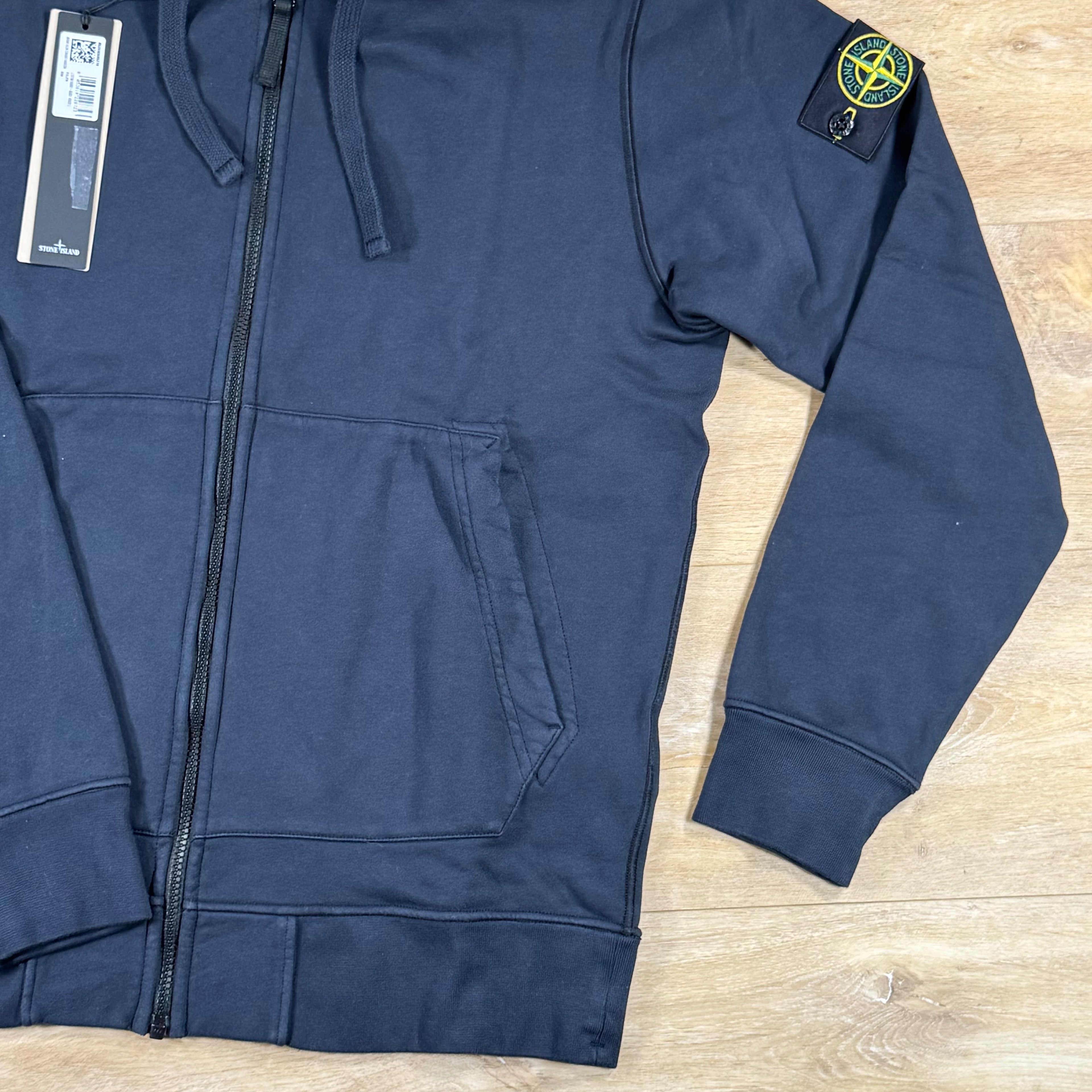 Stone Island Full-Zip Fleece Hoodie in Navy