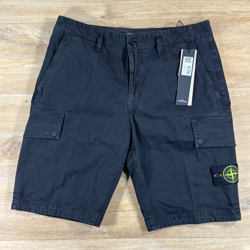 Stone Island Stretch Twill Cargo Bermuda Shorts in Black