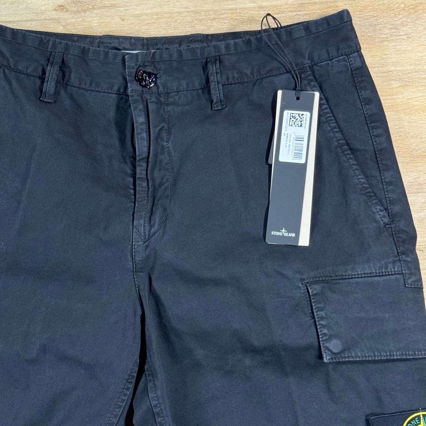 Stone Island Stretch Twill Cargo Bermuda Shorts in Black