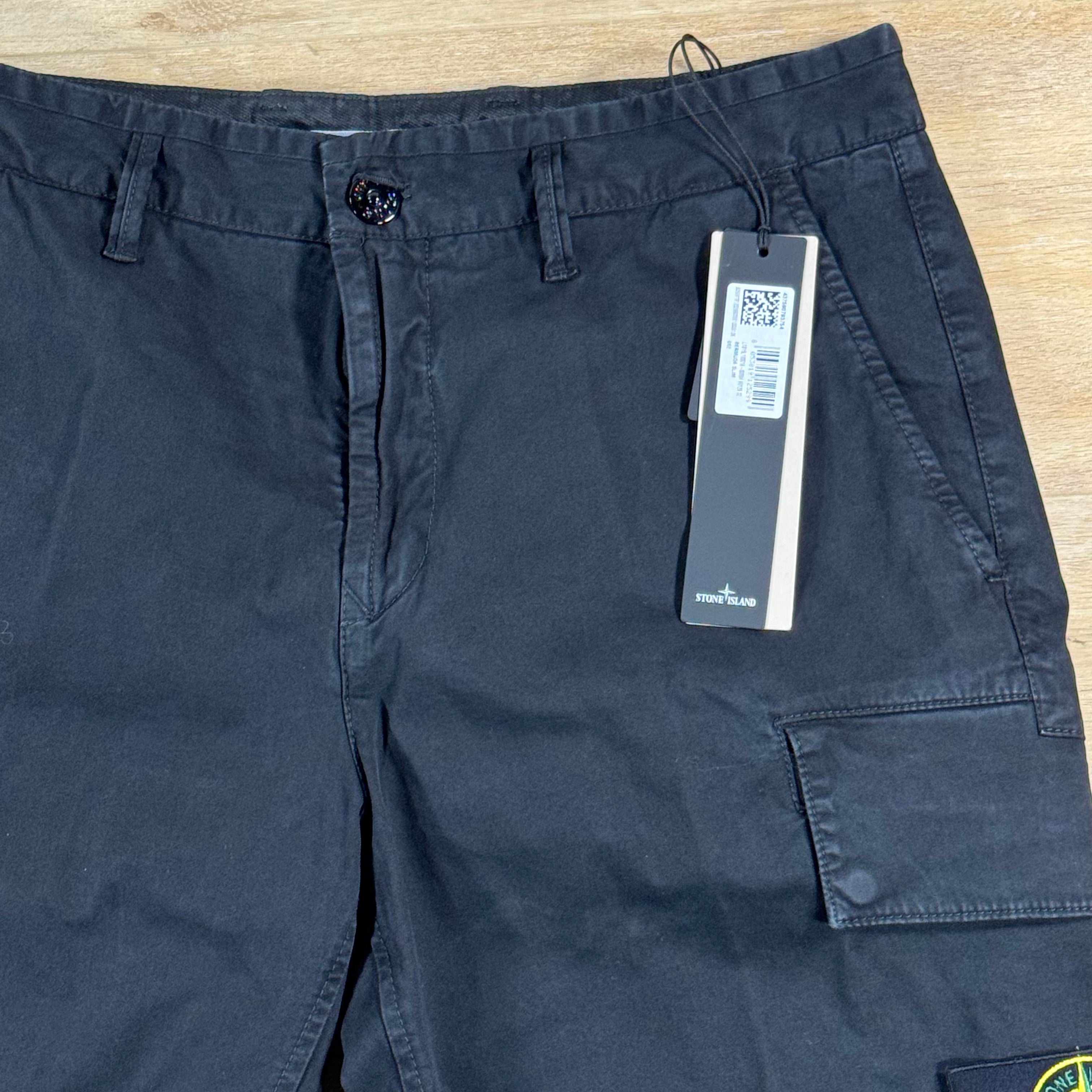 Stone Island Stretch Twill Cargo Bermuda Shorts in Black