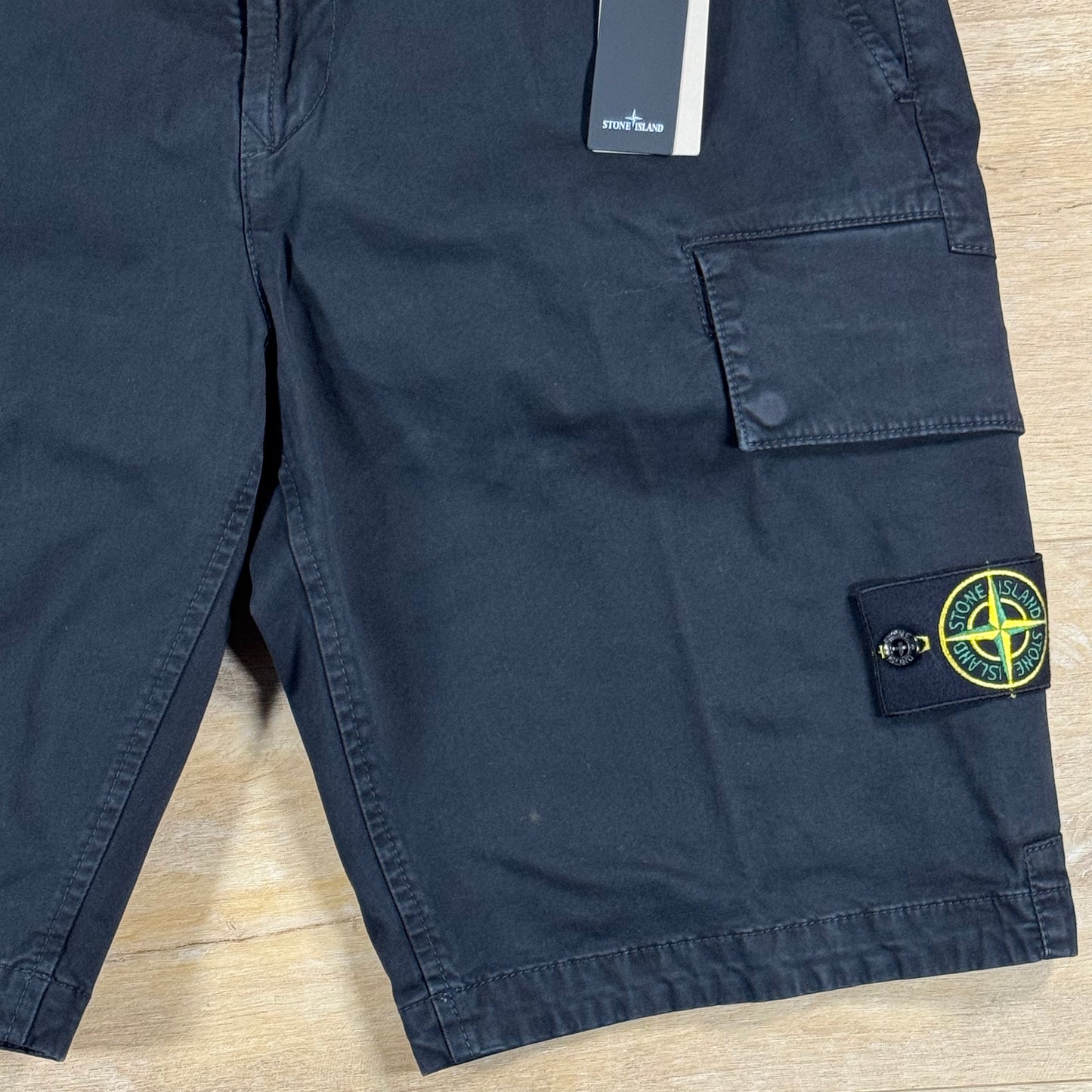 Stone Island Stretch Twill Cargo Bermuda Shorts in Black