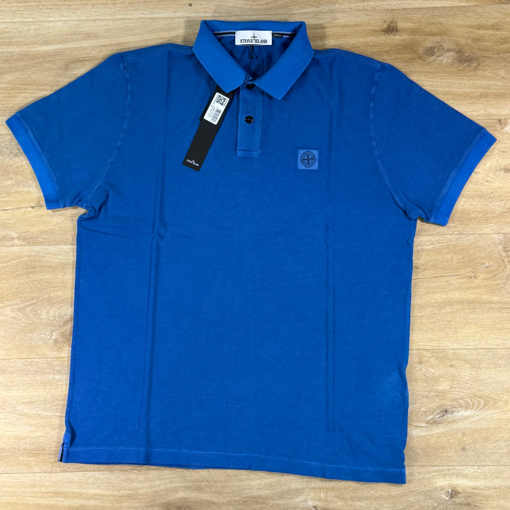 Stone Island Pigment Dye Polo Shirt in Bright Blue