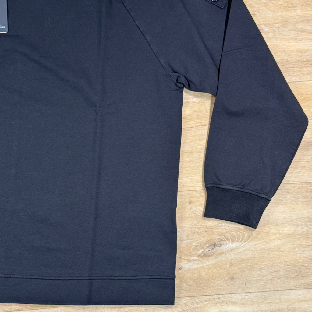 Stone Island Ghost Cotton Stretch Fleece Crewneck Sweatshirt in Black