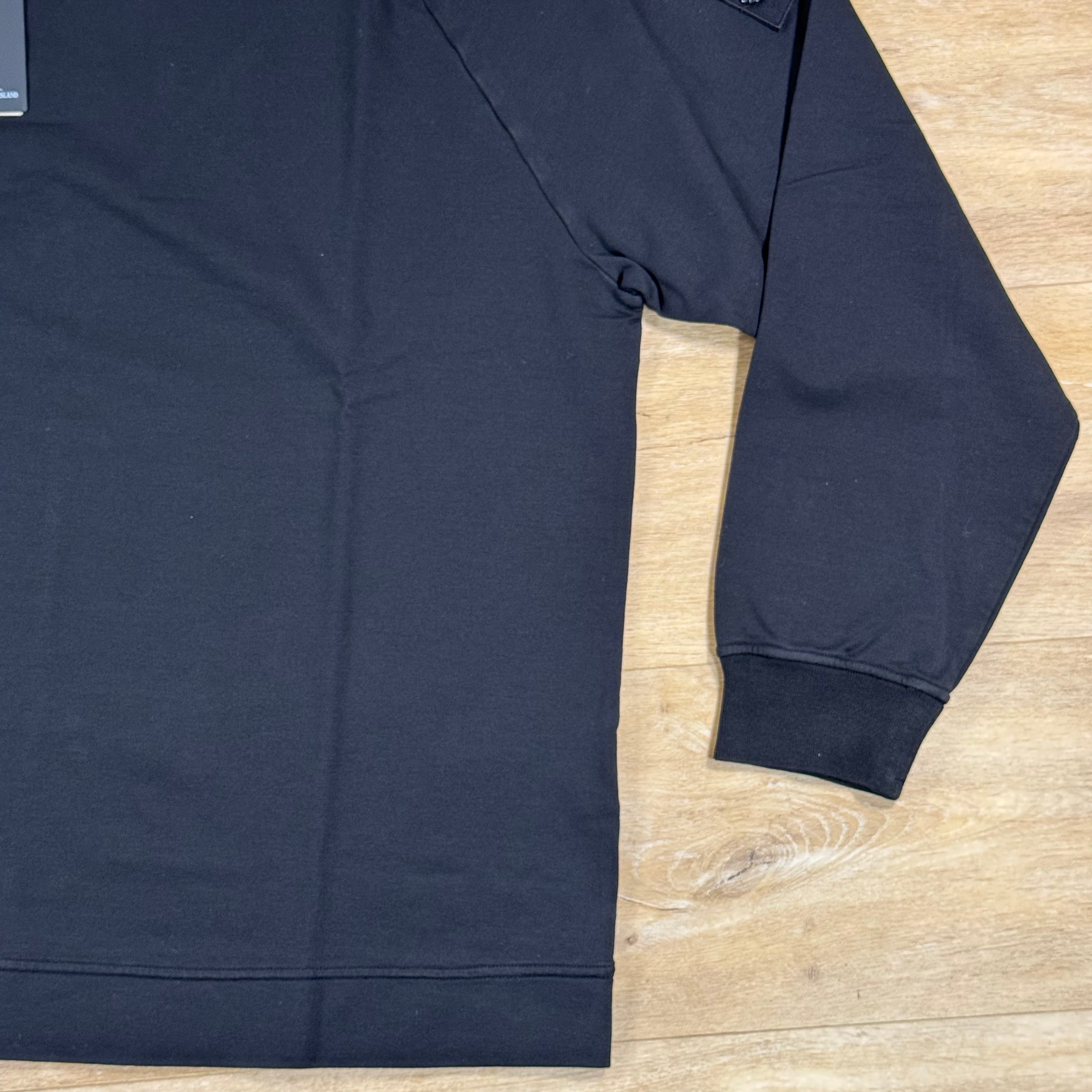 Stone Island Ghost Cotton Stretch Fleece Crewneck Sweatshirt in Black