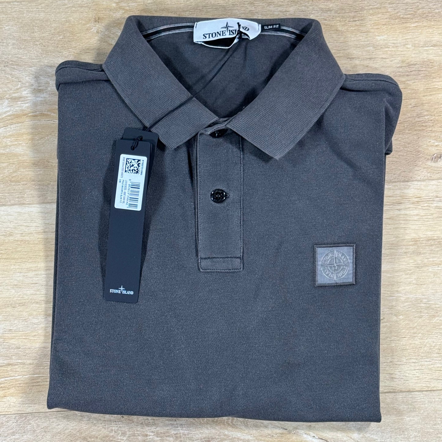 Stone Island Pigment Dye Polo Shirt in Charcoal Grey