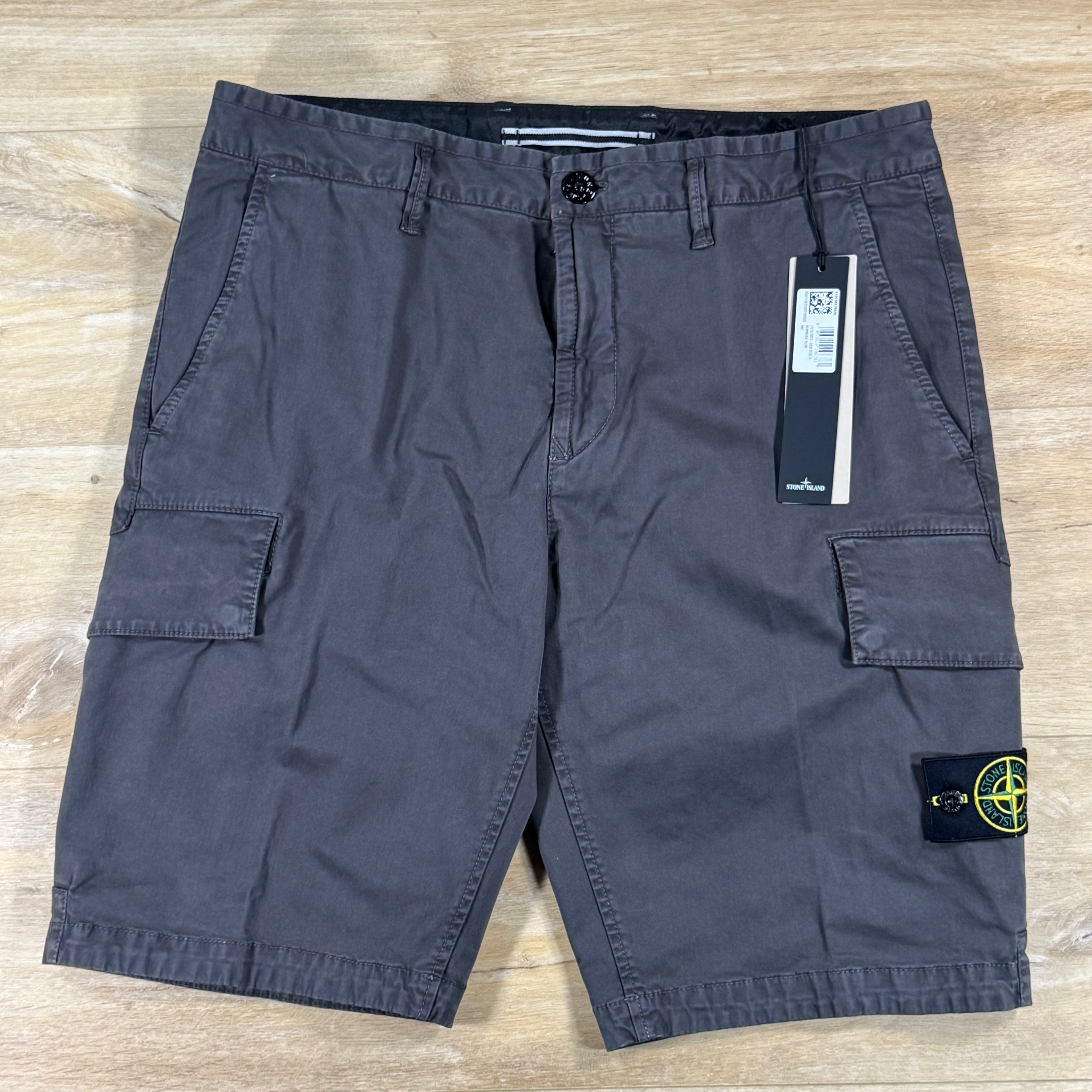 Stone Island Stretch Twill Cargo Bermuda Shorts in Charcoal Grey
