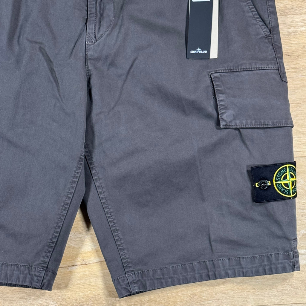 Stone Island Stretch Twill Cargo Bermuda Shorts in Charcoal Grey