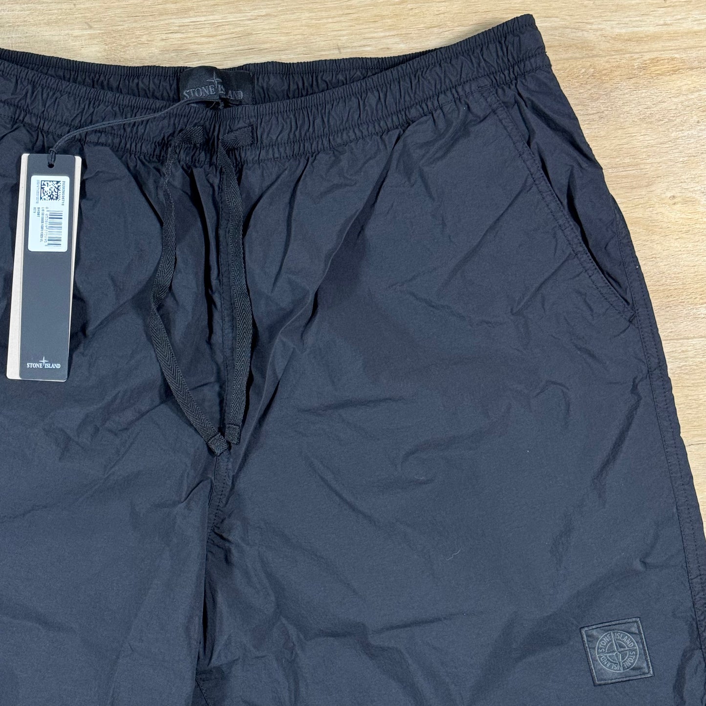 Stone Island Ghost Nylon Smerigliato Mid-Length Swim Shorts in Black