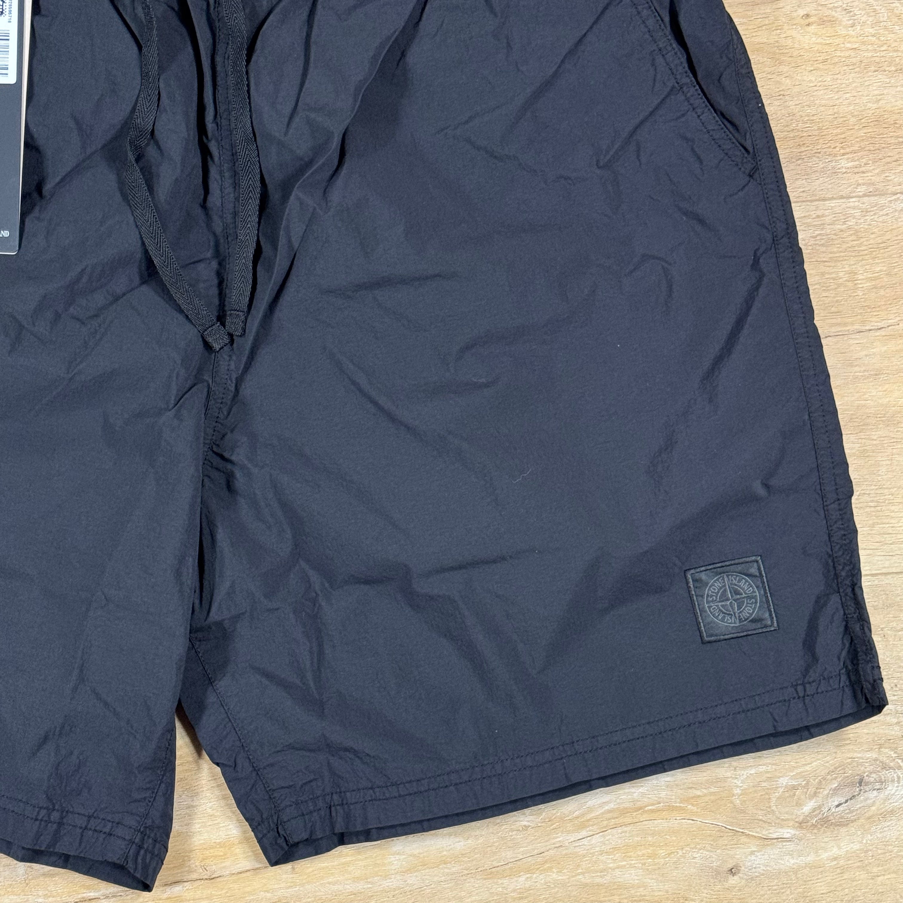 Stone Island Ghost Nylon Smerigliato Mid-Length Swim Shorts in Black