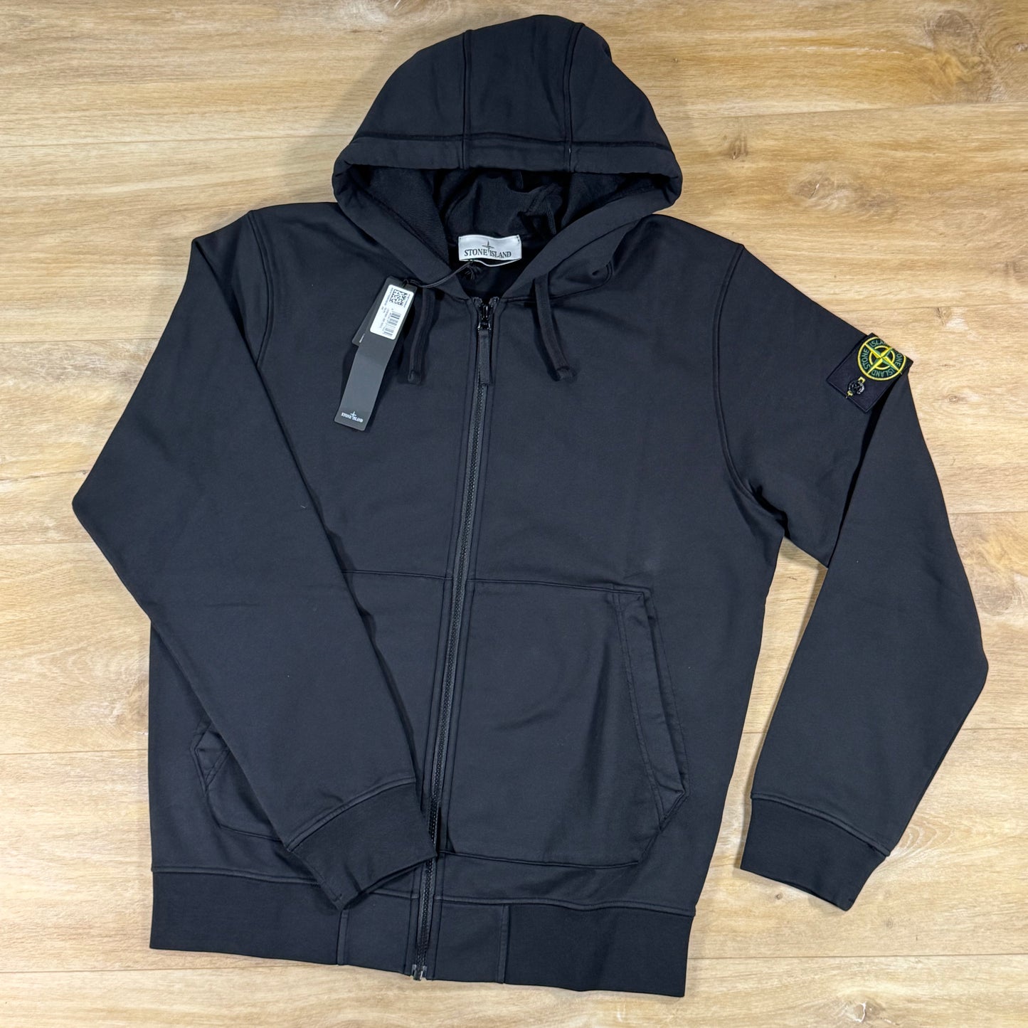 Stone Island Full-Zip Fleece Hoodie in Black