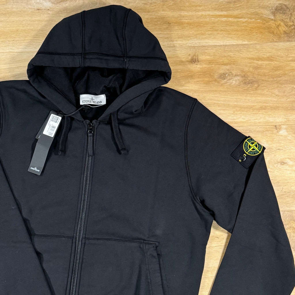 Stone Island Full-Zip Fleece Hoodie in Black