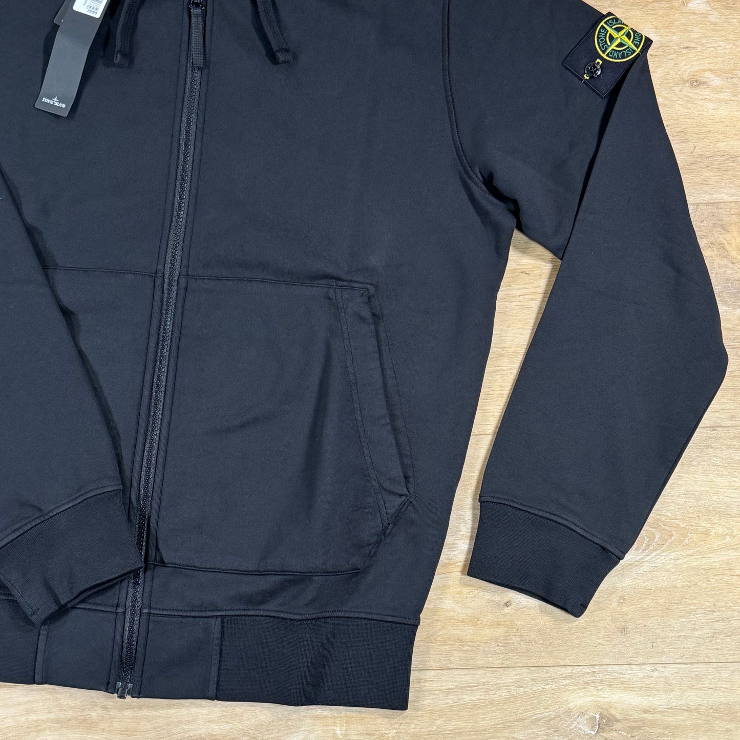 Stone Island Full-Zip Fleece Hoodie in Black