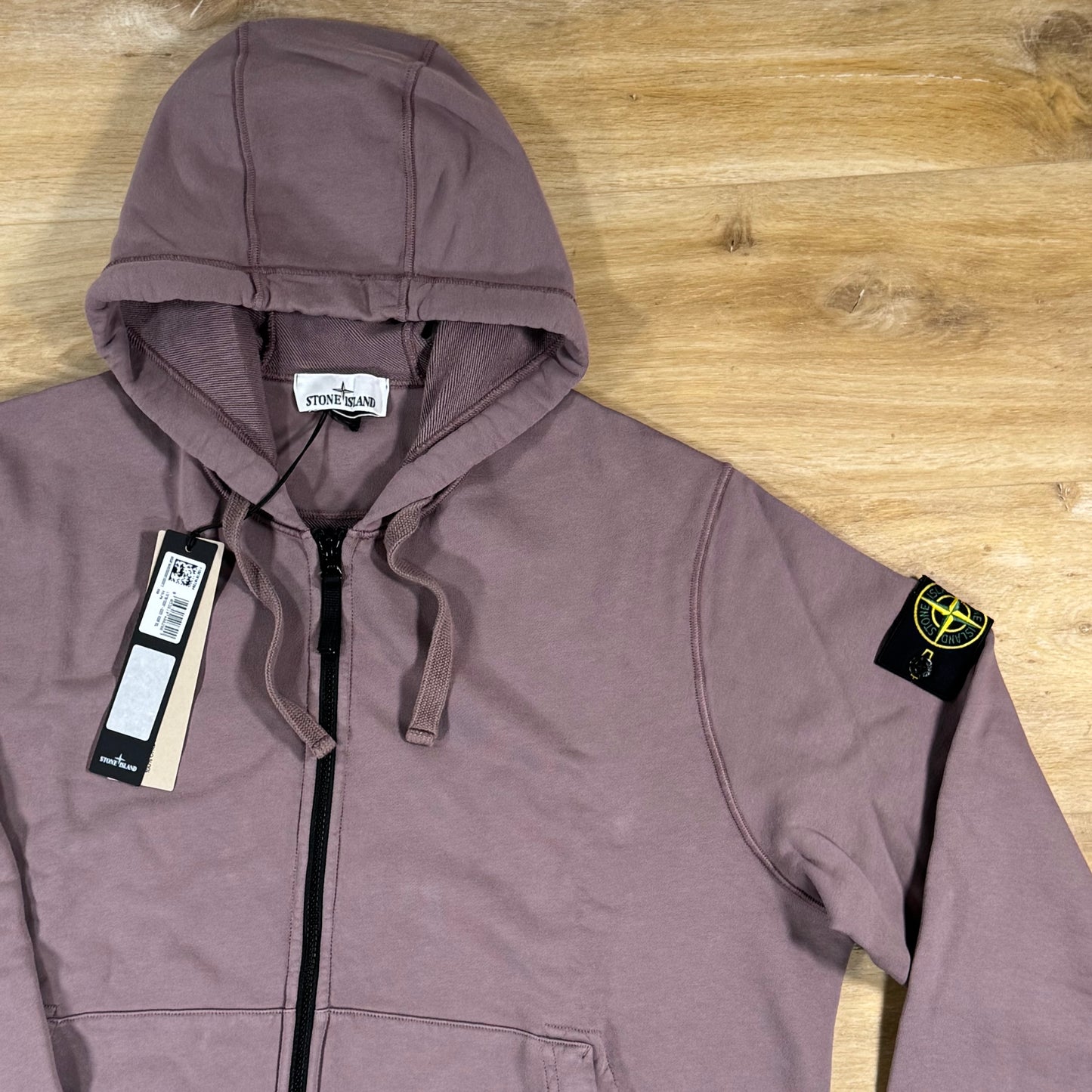 Stone Island Full-Zip Fleece Hoodie in Purple Grey