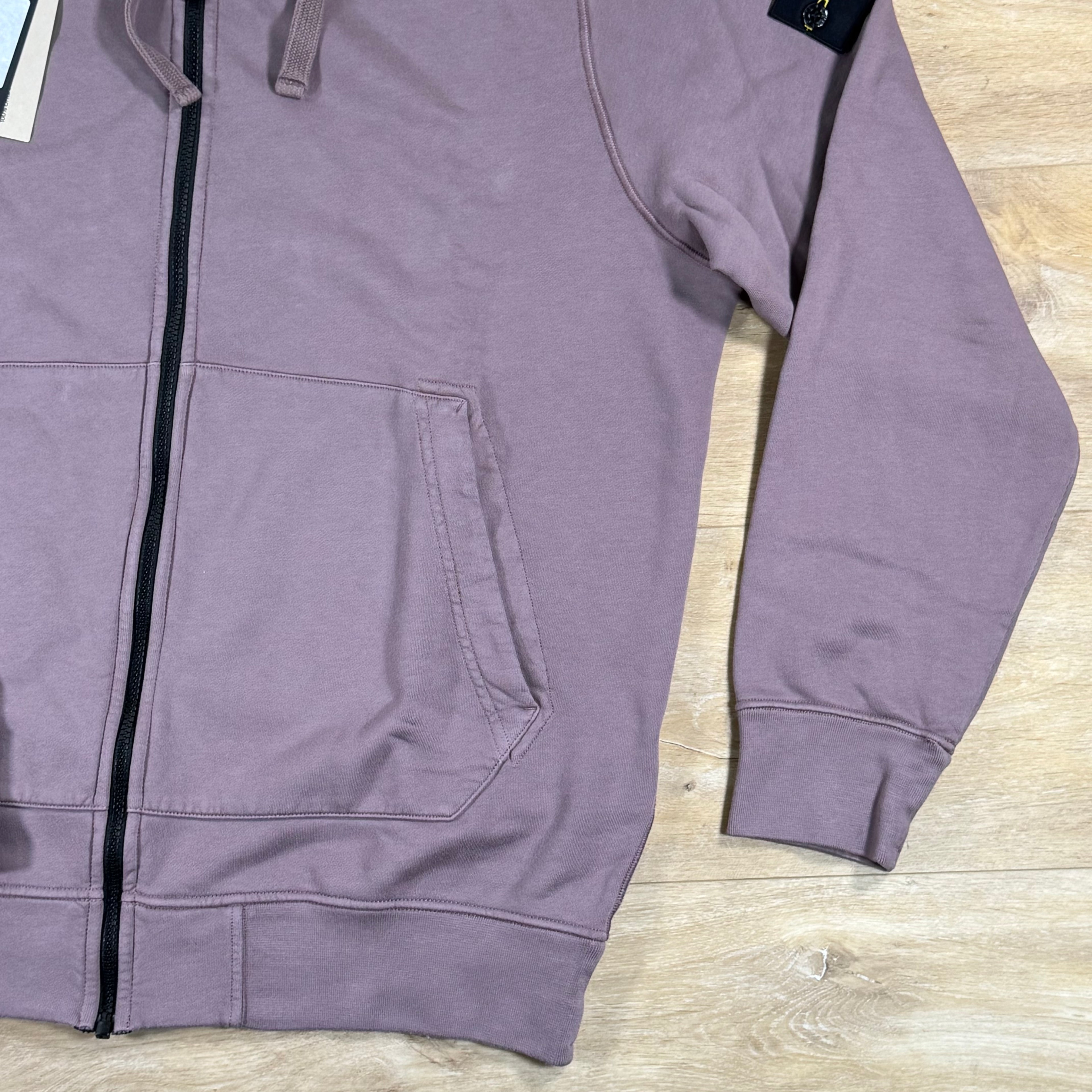 Stone Island Full-Zip Fleece Hoodie in Purple Grey