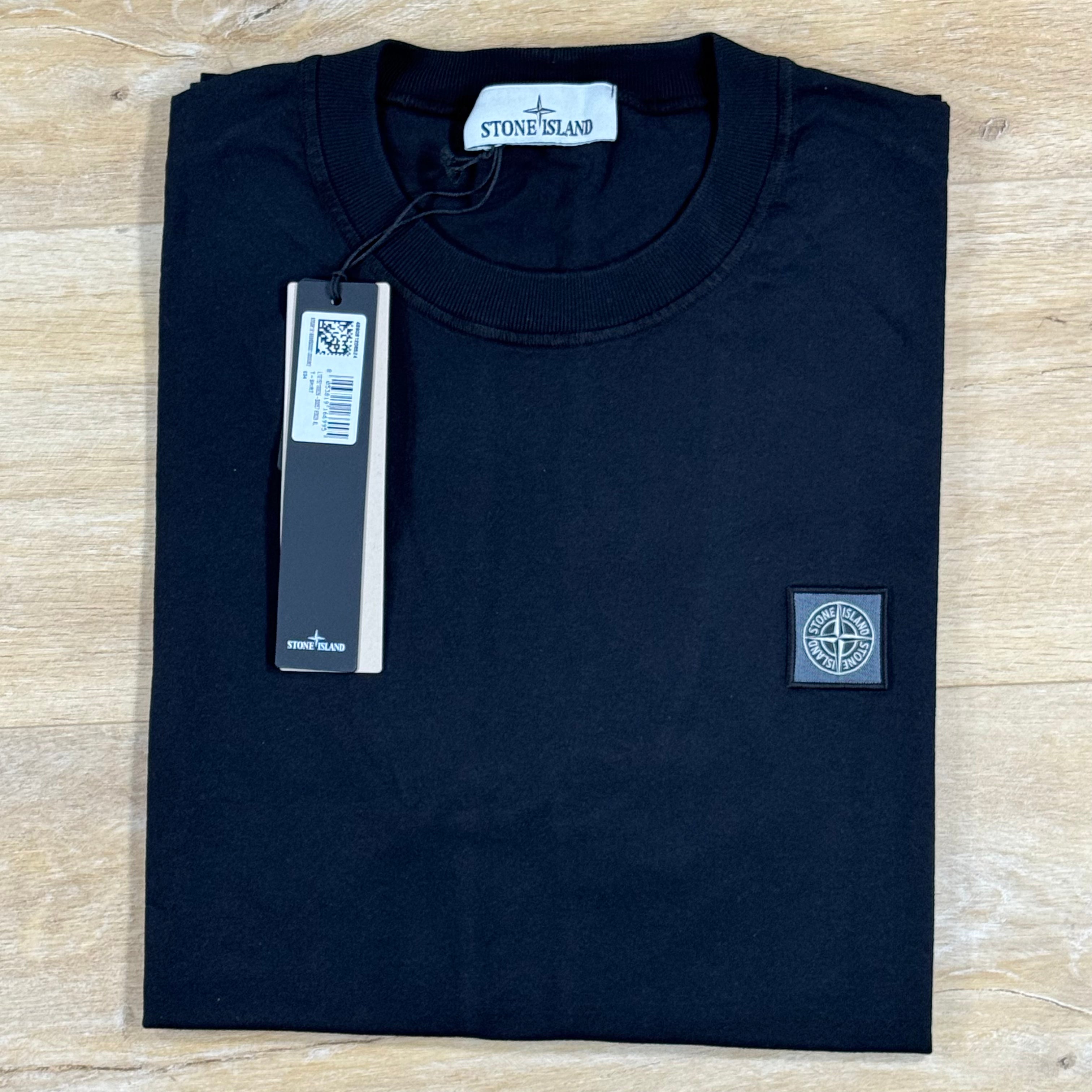 Stone Island Fissato Effect Patch Logo T-Shirt in Black