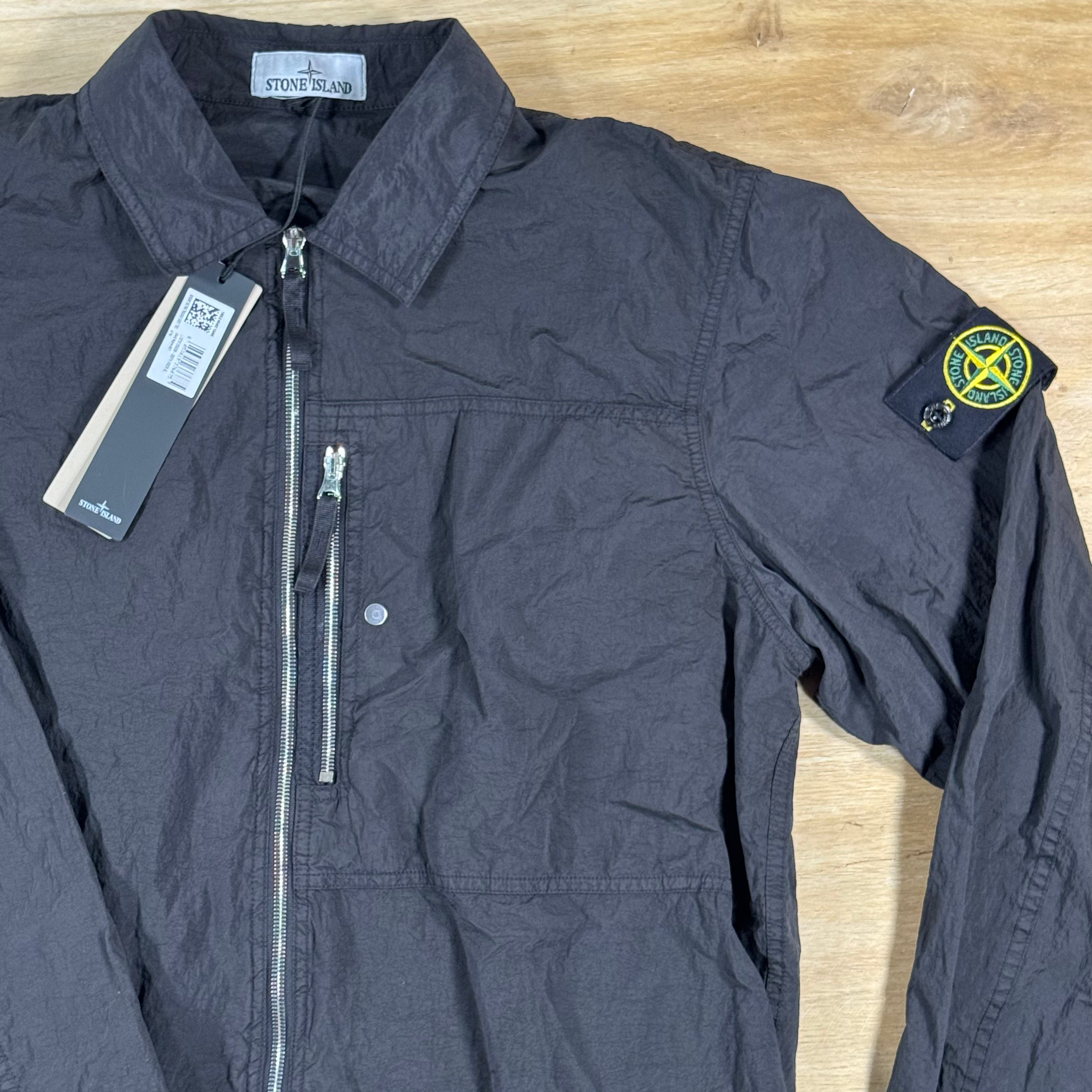 Stone Island Nylon Metal Chest Pocket Overshirt in Black