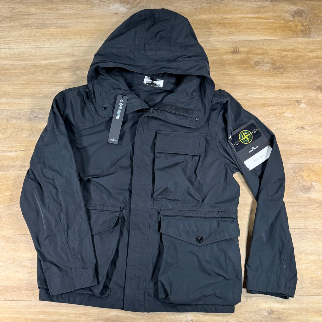 Stone Island Micro Twill Short Hooded Parka in Black
