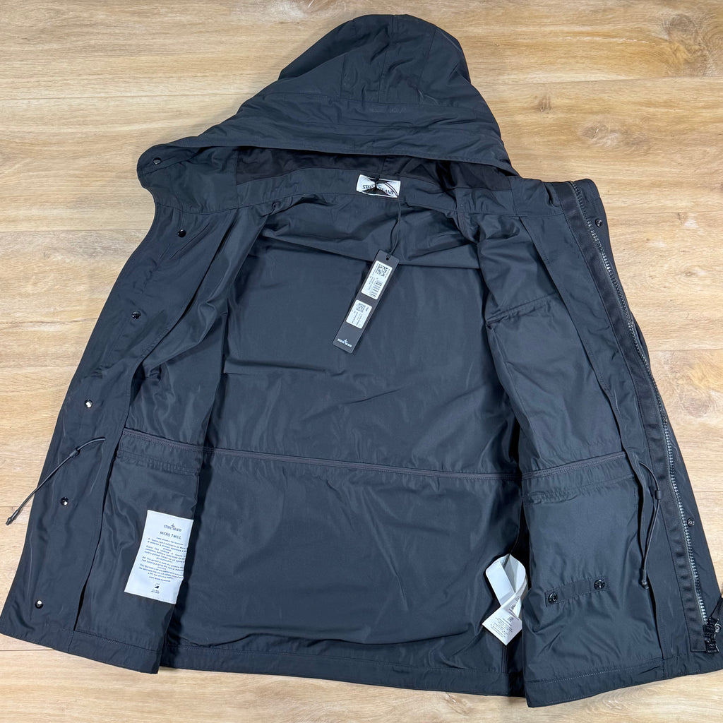 Stone Island Micro Twill Short Hooded Parka in Black