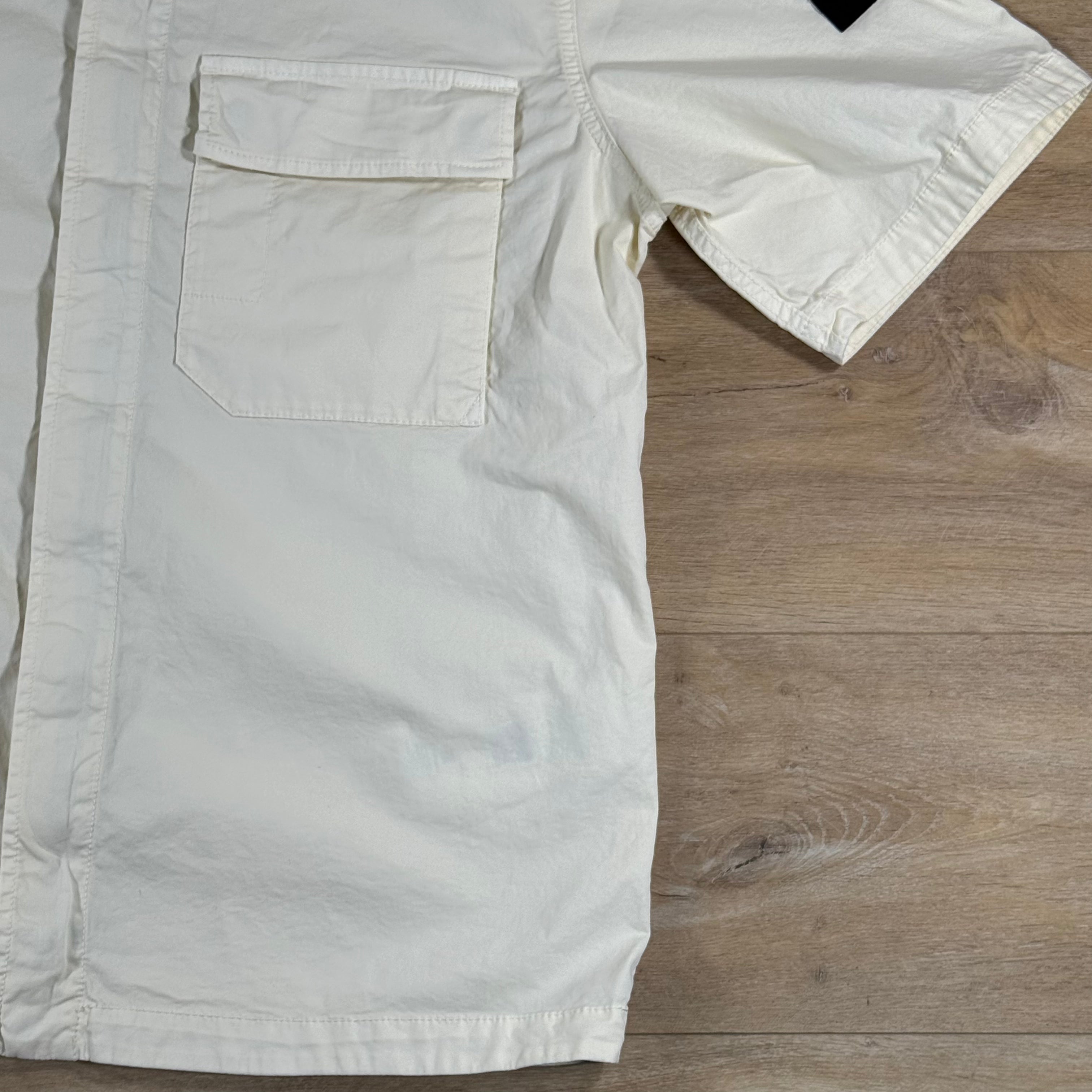 Stone Island Stretch Twill Short-Sleeve Shirt in Ivory