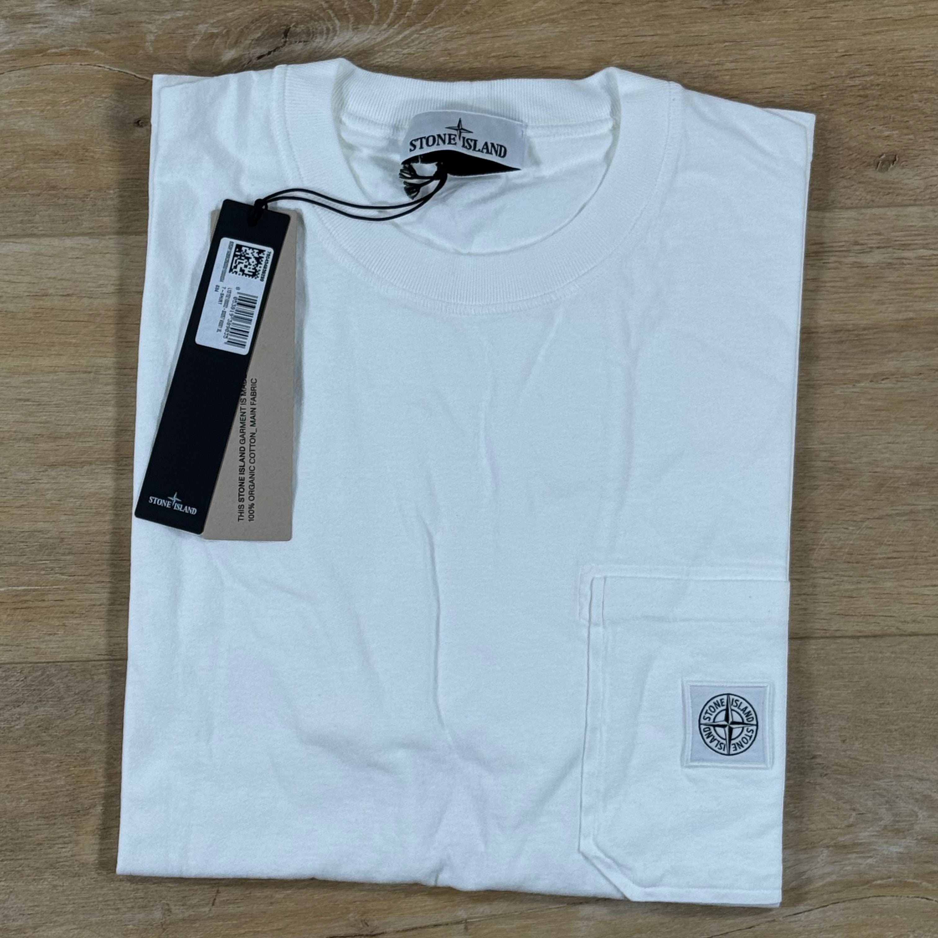 Stone Island Fissato Effect Pocket Logo T-Shirt in White