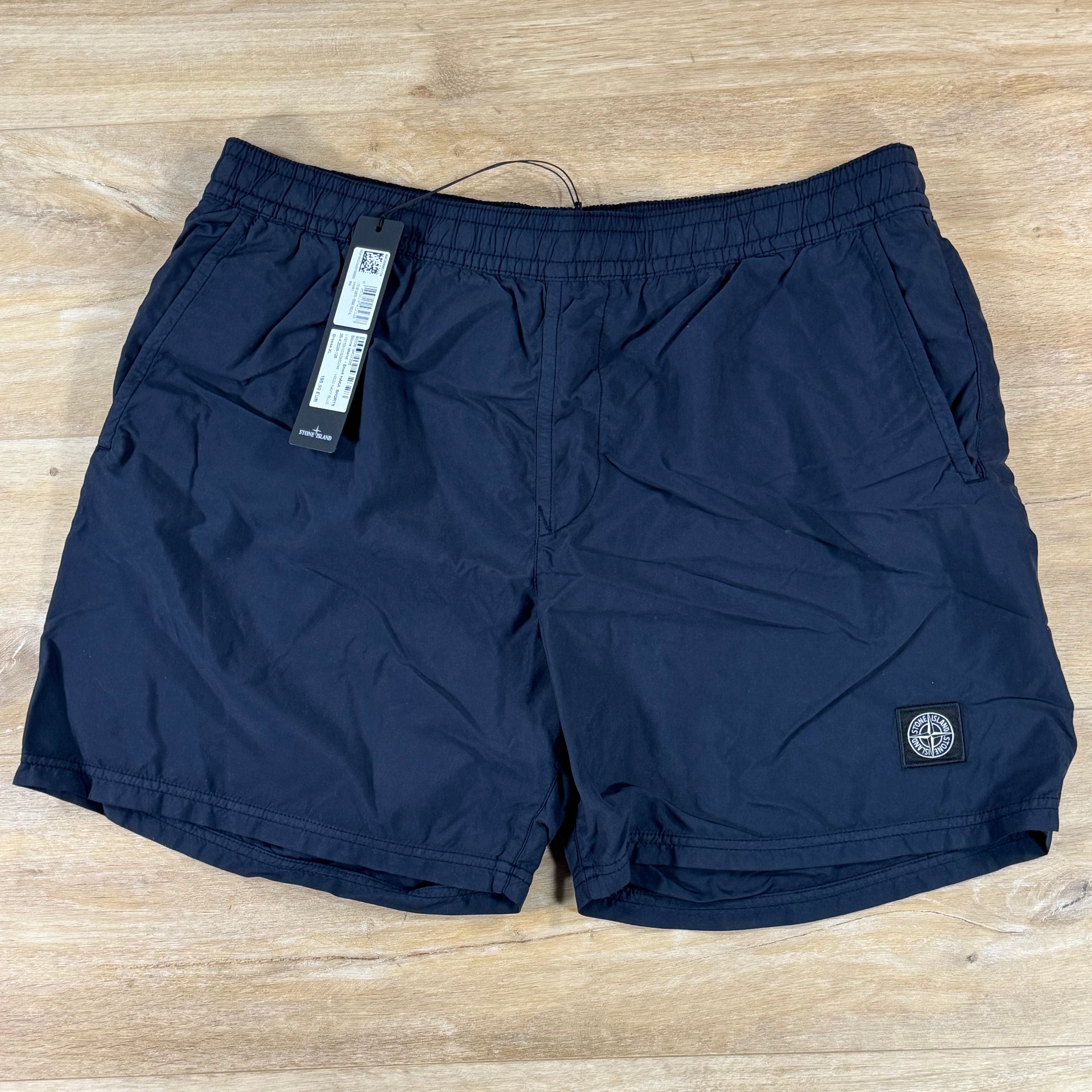 Stone Island Brushed Nylon Mid-Length Swim Shorts in Navy