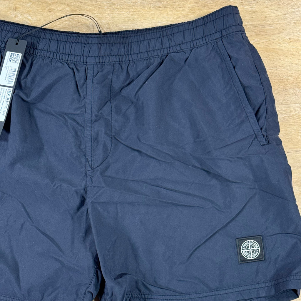 Stone Island Brushed Nylon Mid-Length Swim Shorts in Navy