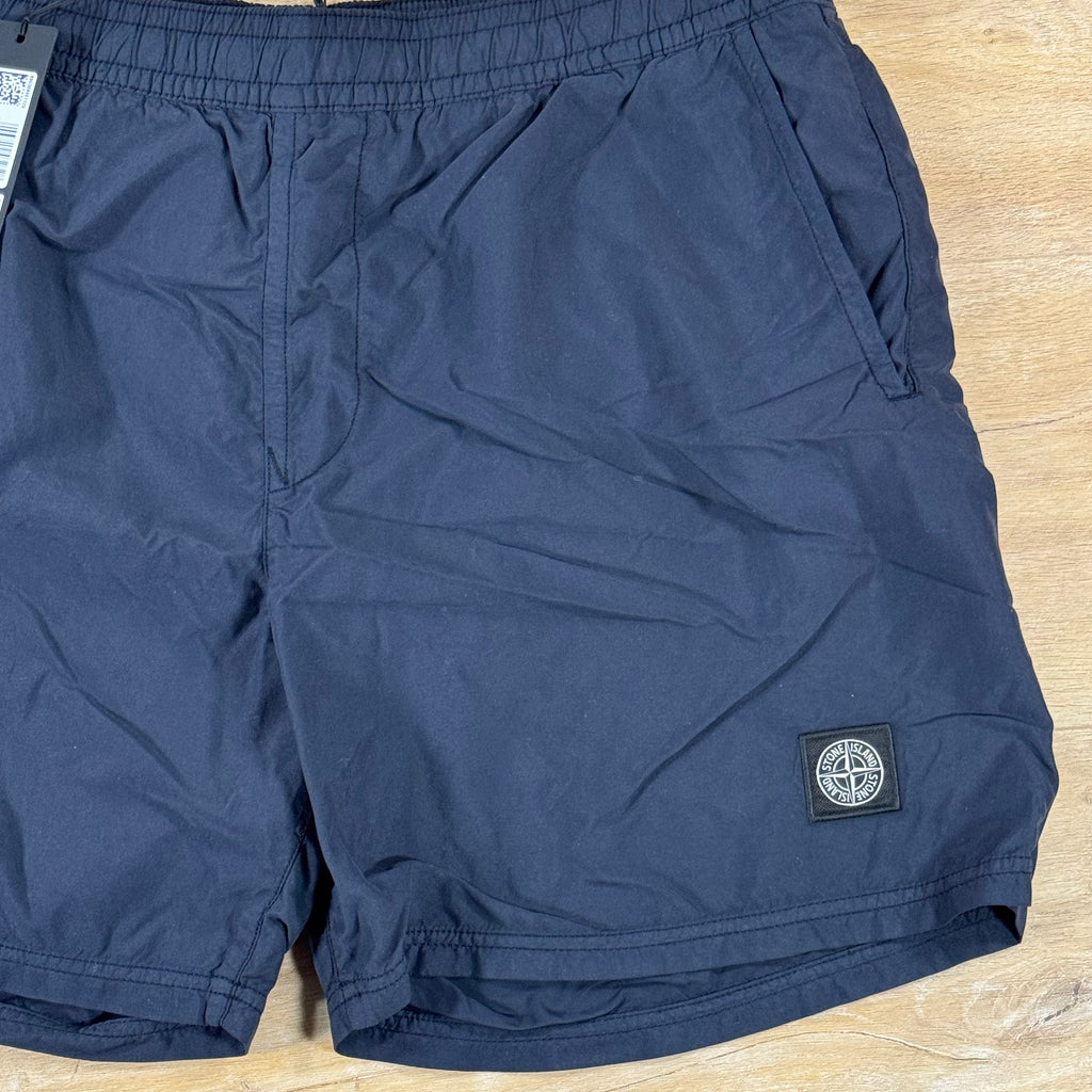 Stone Island Brushed Nylon Mid-Length Swim Shorts in Navy