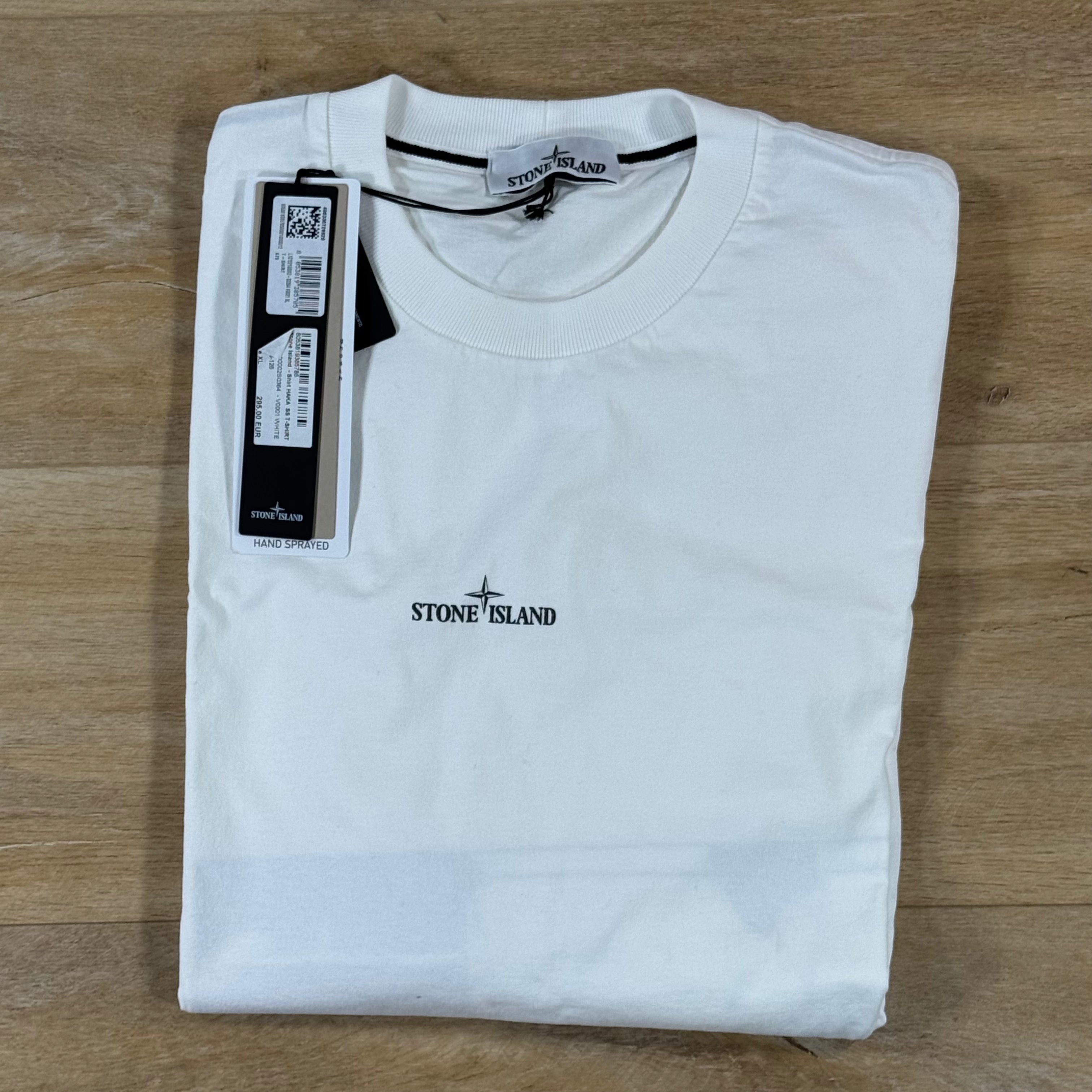 Stone Island Hand Sprayed 'Lab' Print T-Shirt in White