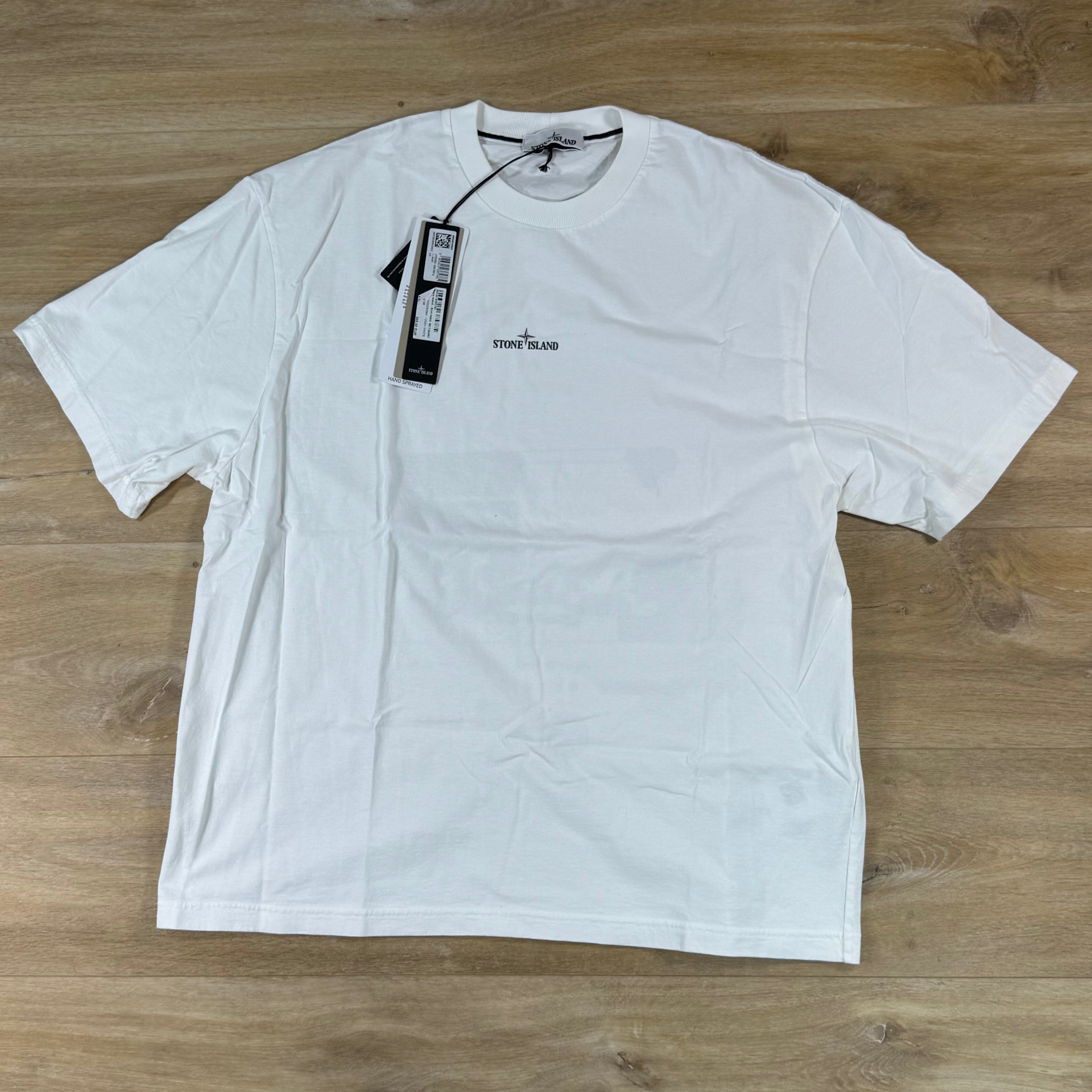 Stone Island Hand Sprayed 'Lab' Print T-Shirt in White