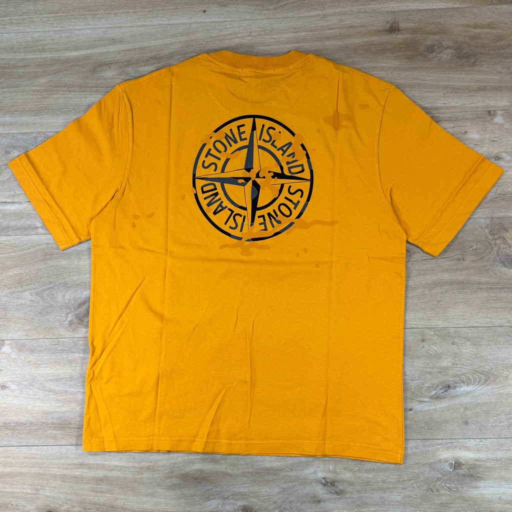 Stone Island 'Camo Compass' Print T-Shirt in Tangerine