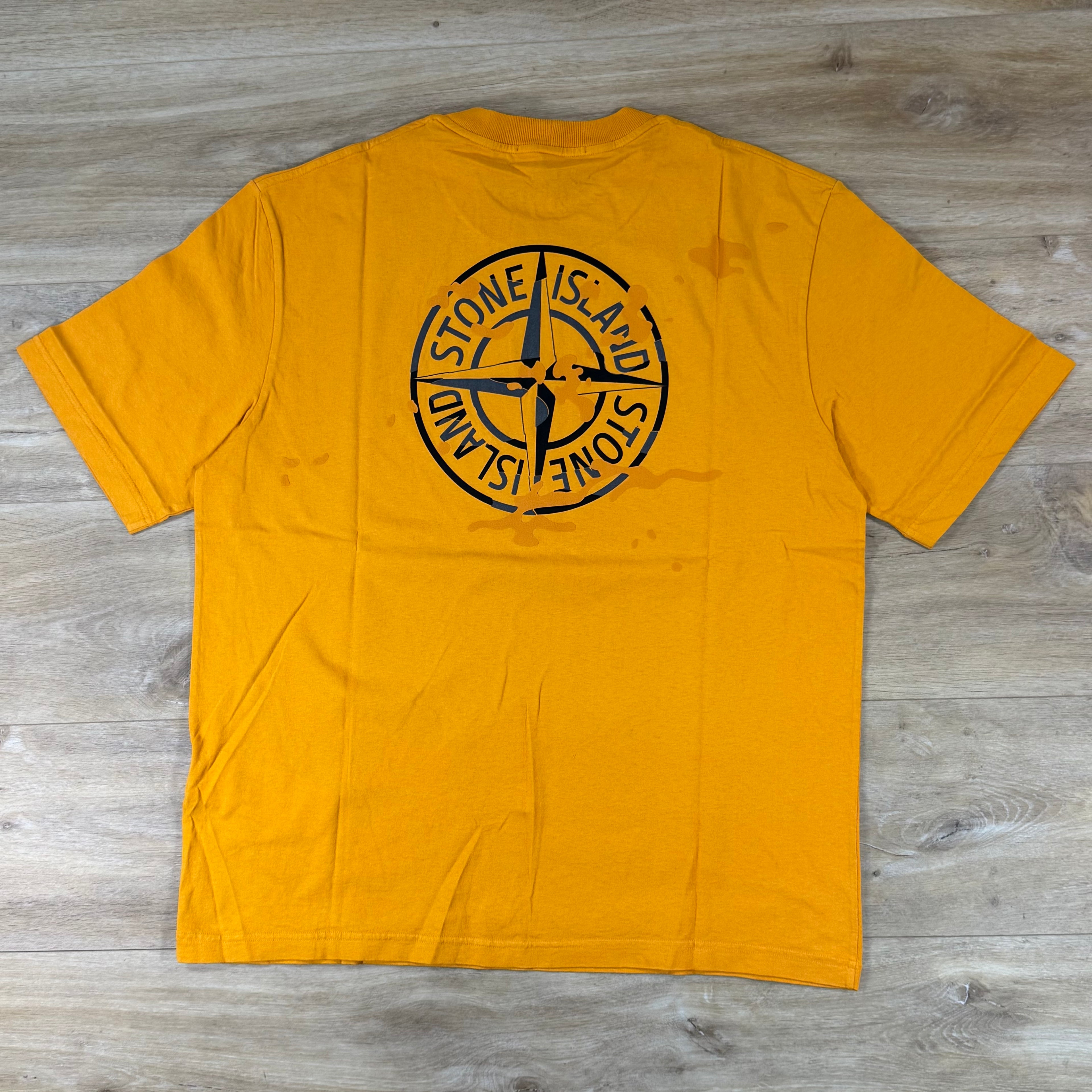 Stone Island 'Camo Compass' Print T-Shirt in Tangerine