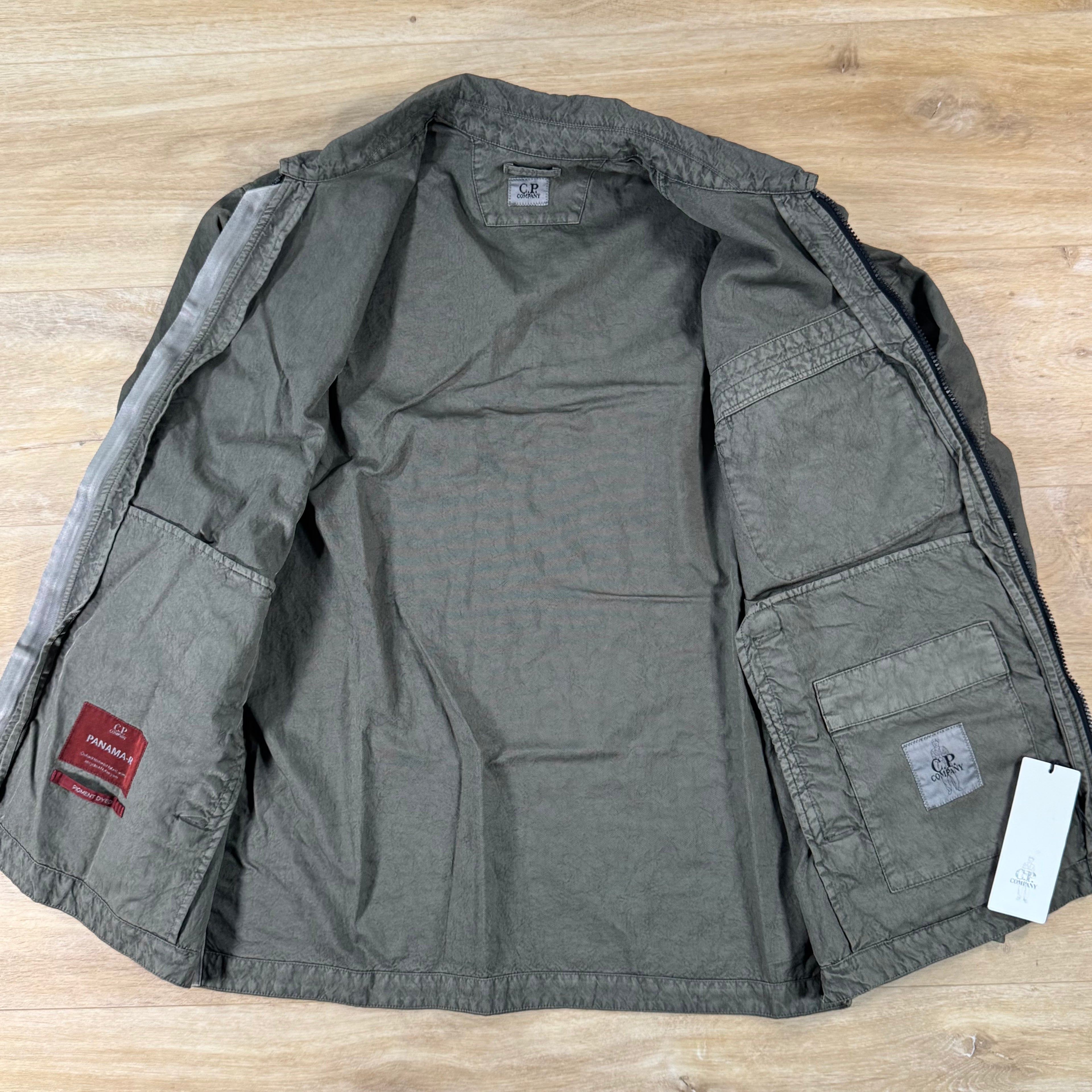 C.P. Company Panama-R Zipped Lens Overshirt in Moss Gray - Green