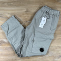 C.P. Company Cotton Linen Elasticated Lens Cargo Pants in Dove