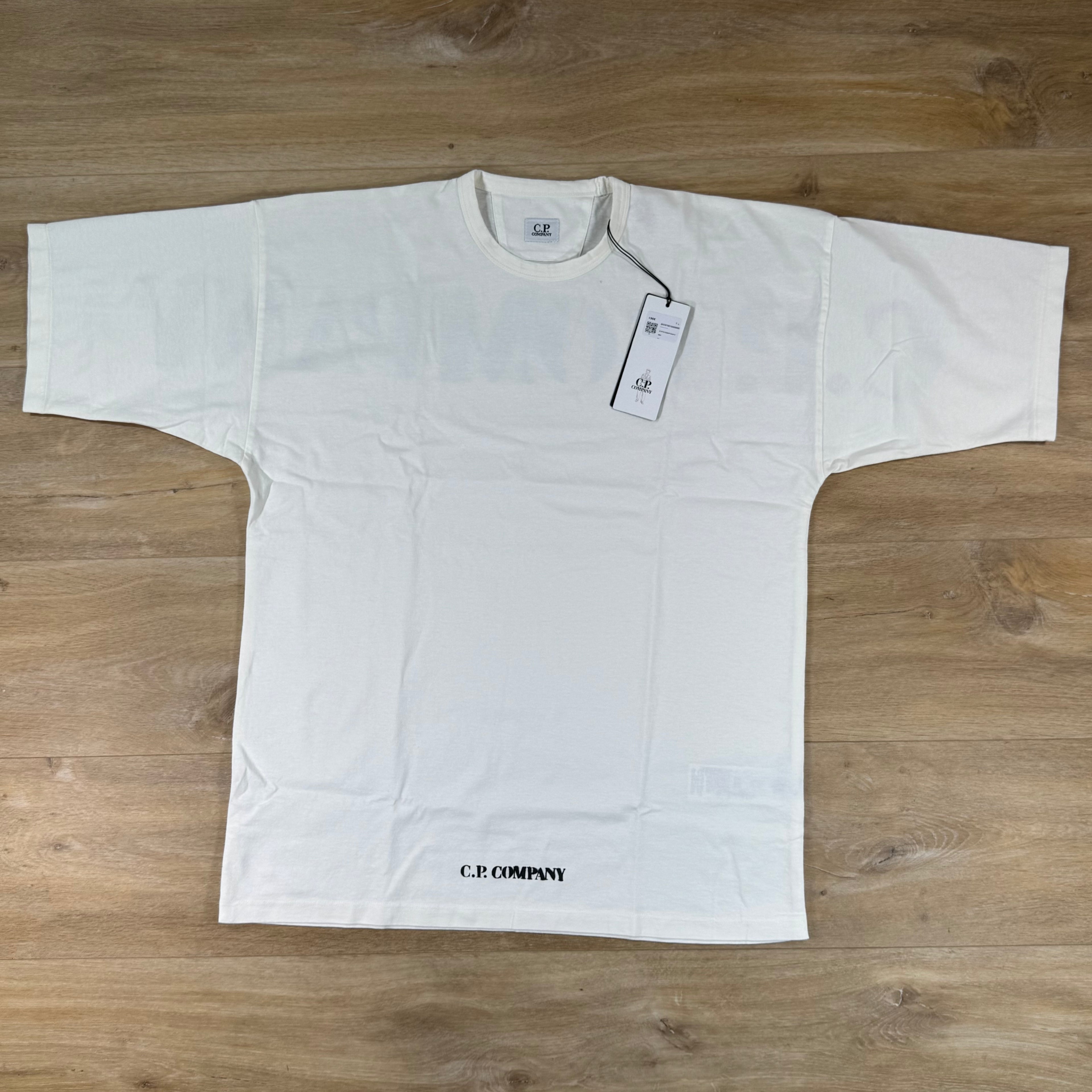 C.P. Company 1020 Jersey Stencil T-Shirt in Gauze White