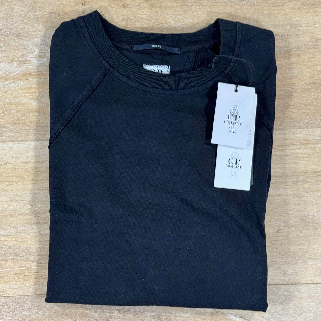 C.P. Company Light Fleece Short-Sleeve Lens Sweatshirt in Black