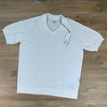C.P. Company Cotton Crepe Short Sleeve Polo Sweater in Gauze White