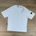 C.P. Company Light Fleece Short-Sleeve Lens Sweatshirt in Gauze White
