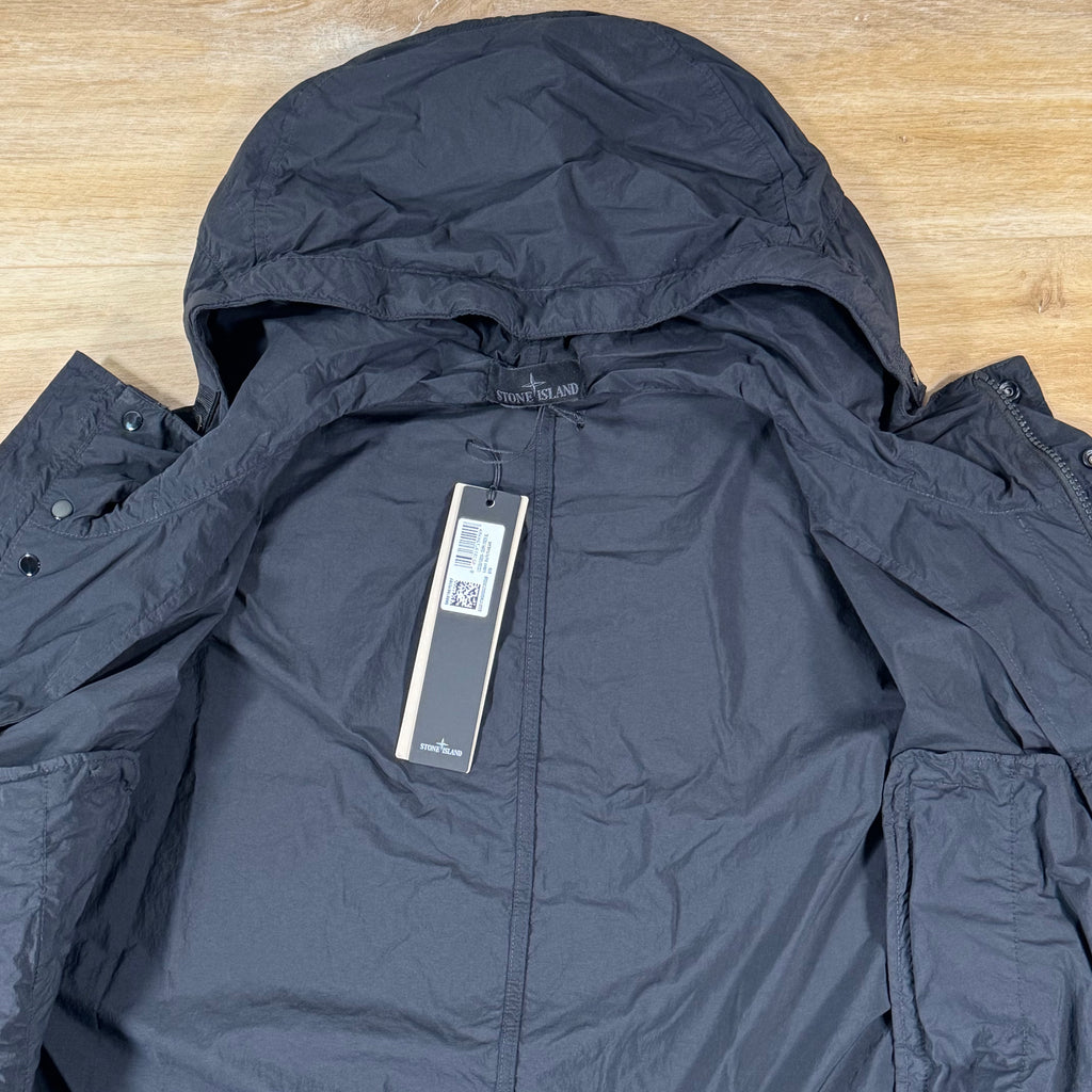 Stone Island Ghost Nylon Smerigliato Short Parka in Black
