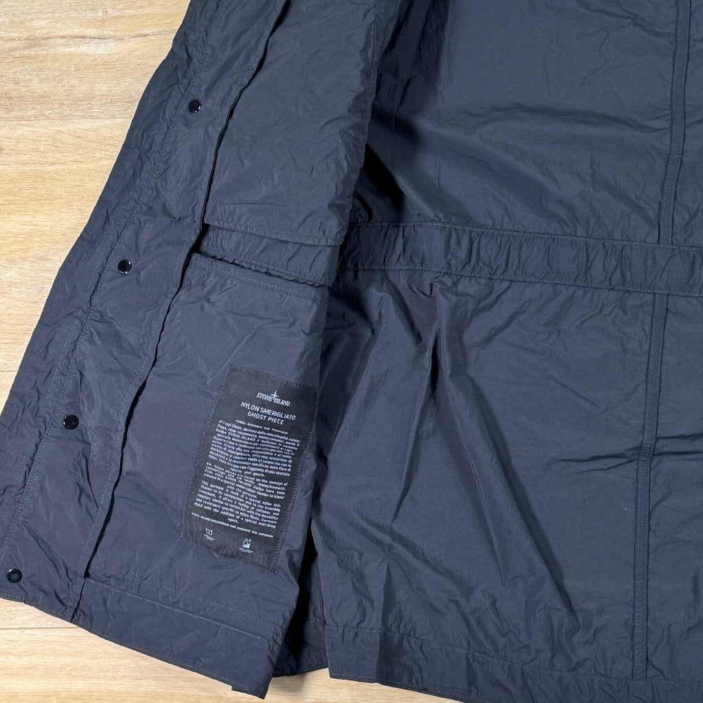 Stone Island Ghost Nylon Smerigliato Short Parka in Black