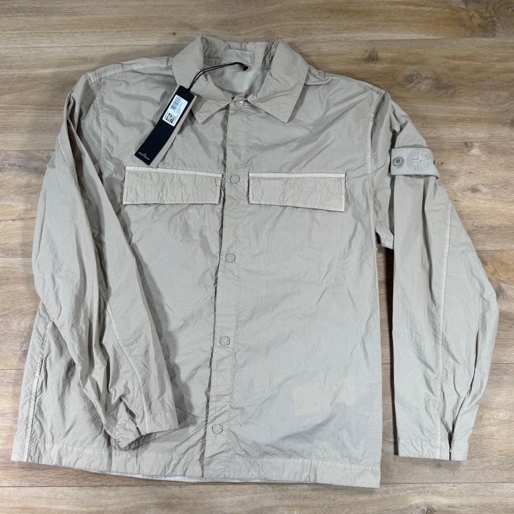 Stone Island Ghost Nylon Smerigliato Overshirt in Beige
