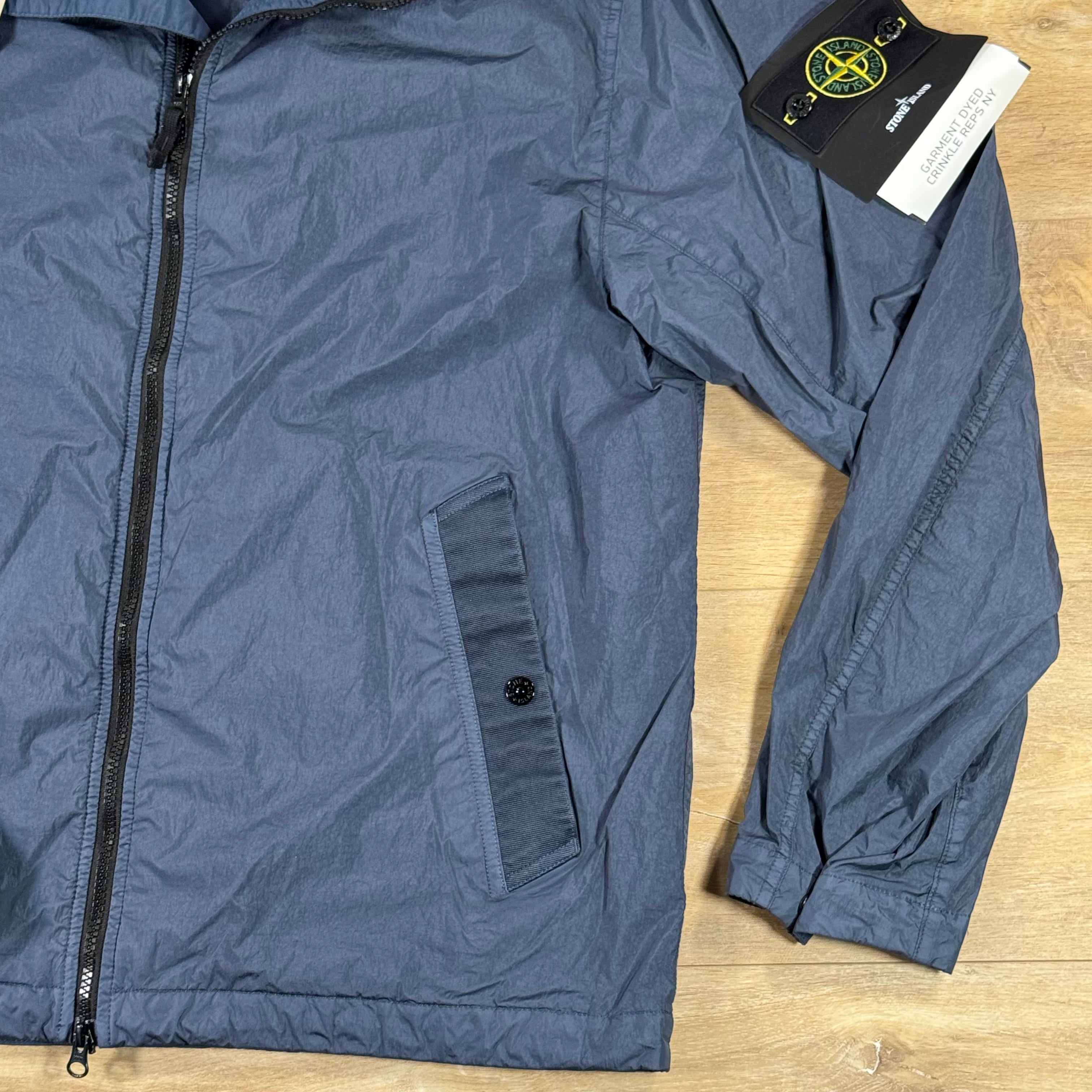 Stone Island Crinkle Reps NY Hooded Jacket in Slate Blue